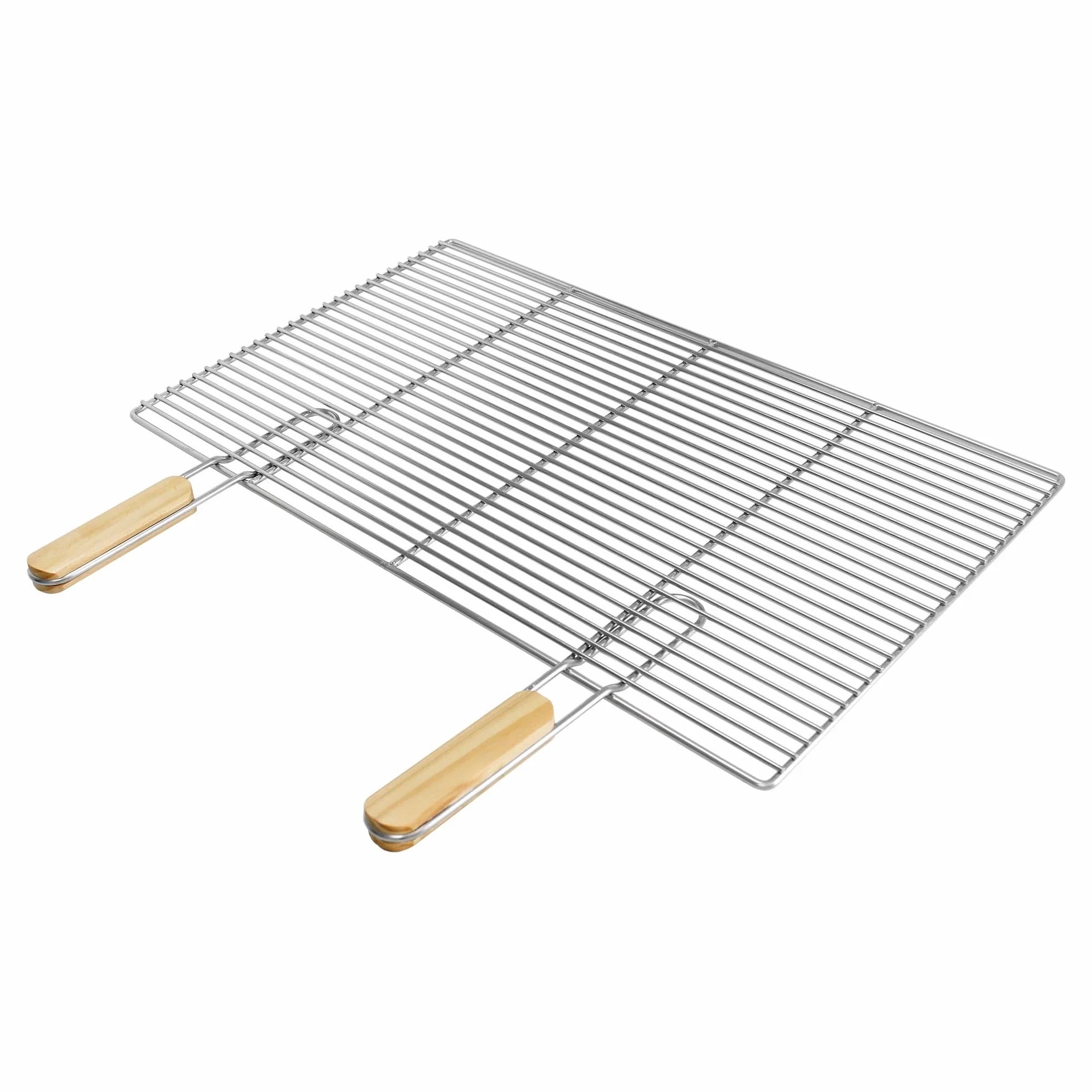 ECD Germany Prostokatny grill ze stali nierdzewnej z wyjmowanymi uchwytami 67 x 40 cm - solidny i odporny na rdze - do kominka grillowego Buschbeck - grill gazowy - kosze na ognisko - akcesoria do