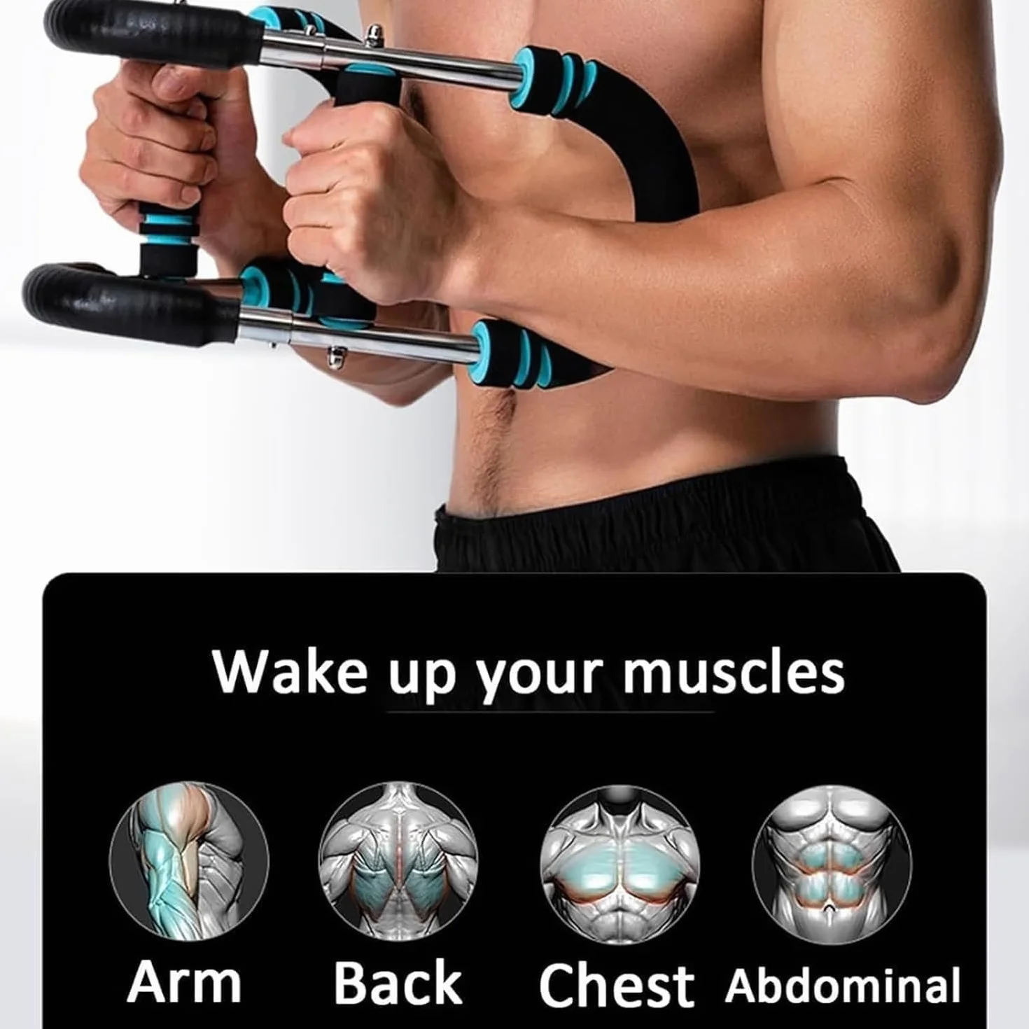 Saker Twister Arm Trainer, 18-45 kg, regulowany sprzęt do treningu klatki piersiowej, przenośny drążek Power Twister, zdejmowany opór sprężyny, do domowego fitnessu w dowolnym miejscu