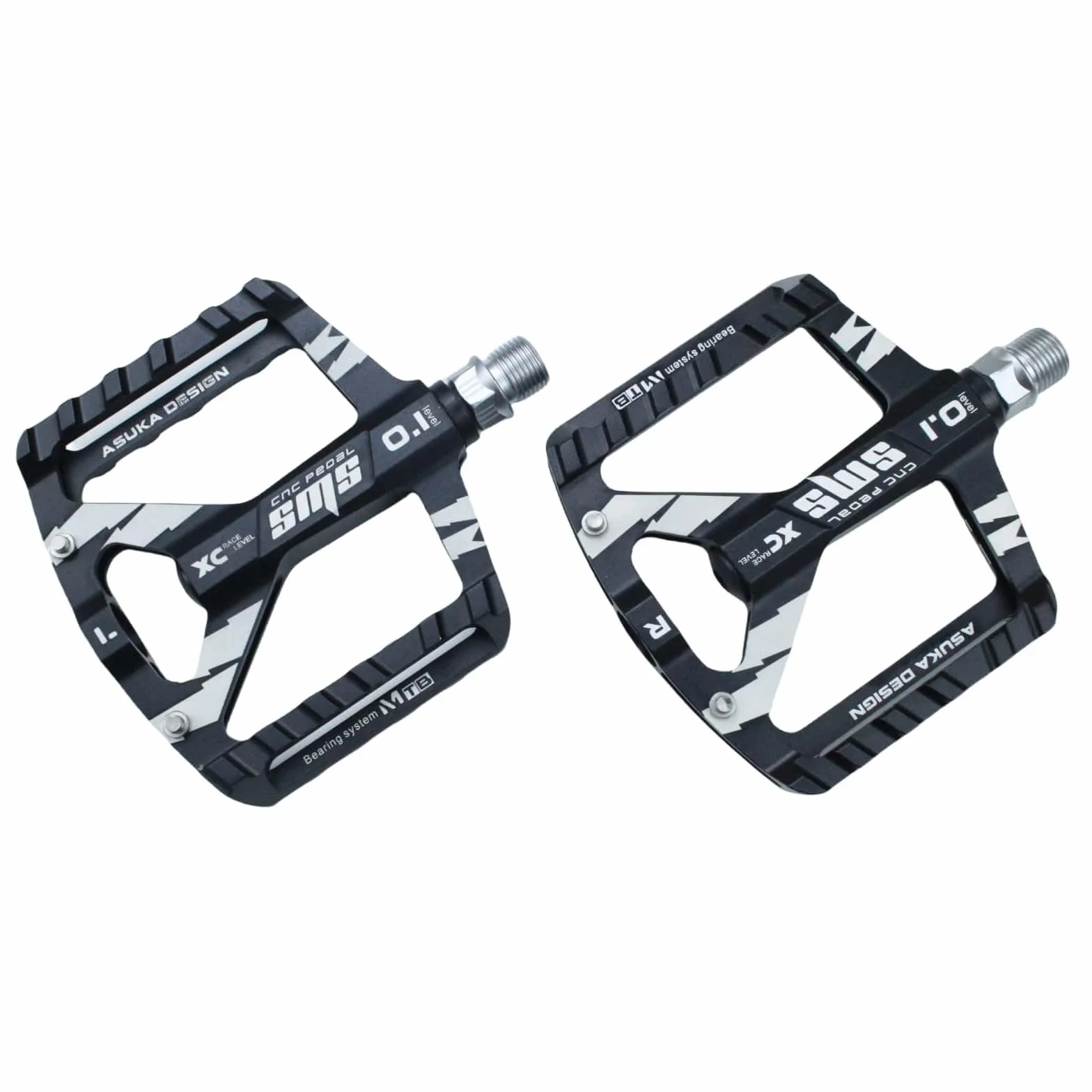 Trkimal Pedały do roweru wyścigowego/górskiego, pedały rowerowe – antypoślizgowe kolce 9/16" CNC ze stopu aluminium obrabiane płaskie pedały