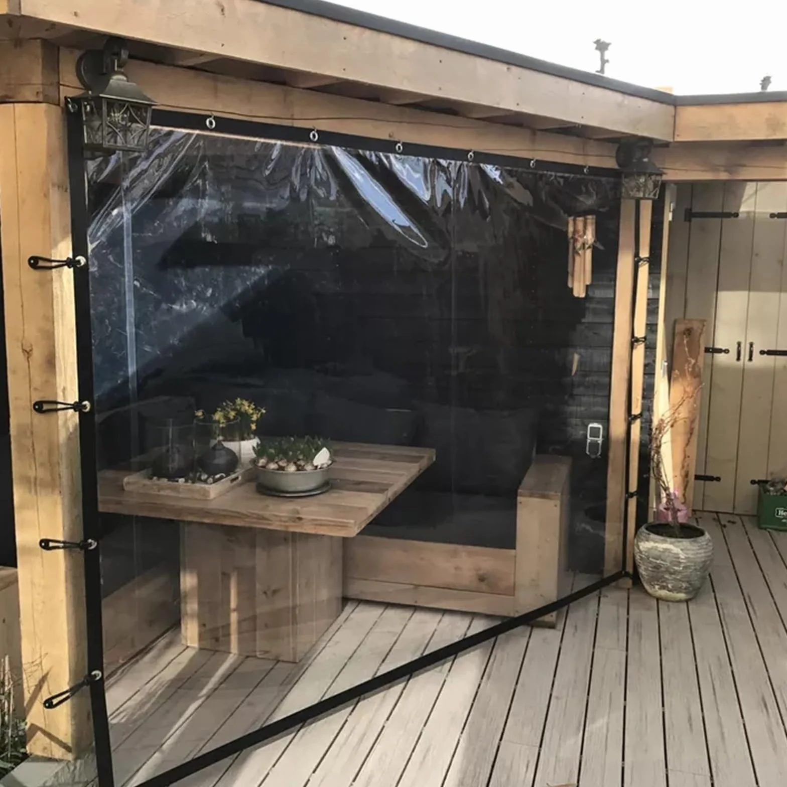 Zewnętrzne Przezroczyste Zasłony Pergola Wodoodporne Panele Boczne Z Oczkami Przezroczysta Plandeka Z Tworzywa Sztucznego, Do Altany, Ogrodów, Konfigurowalny AFGZQ (Color : CLEAR, Size : 6.56x9.84ft