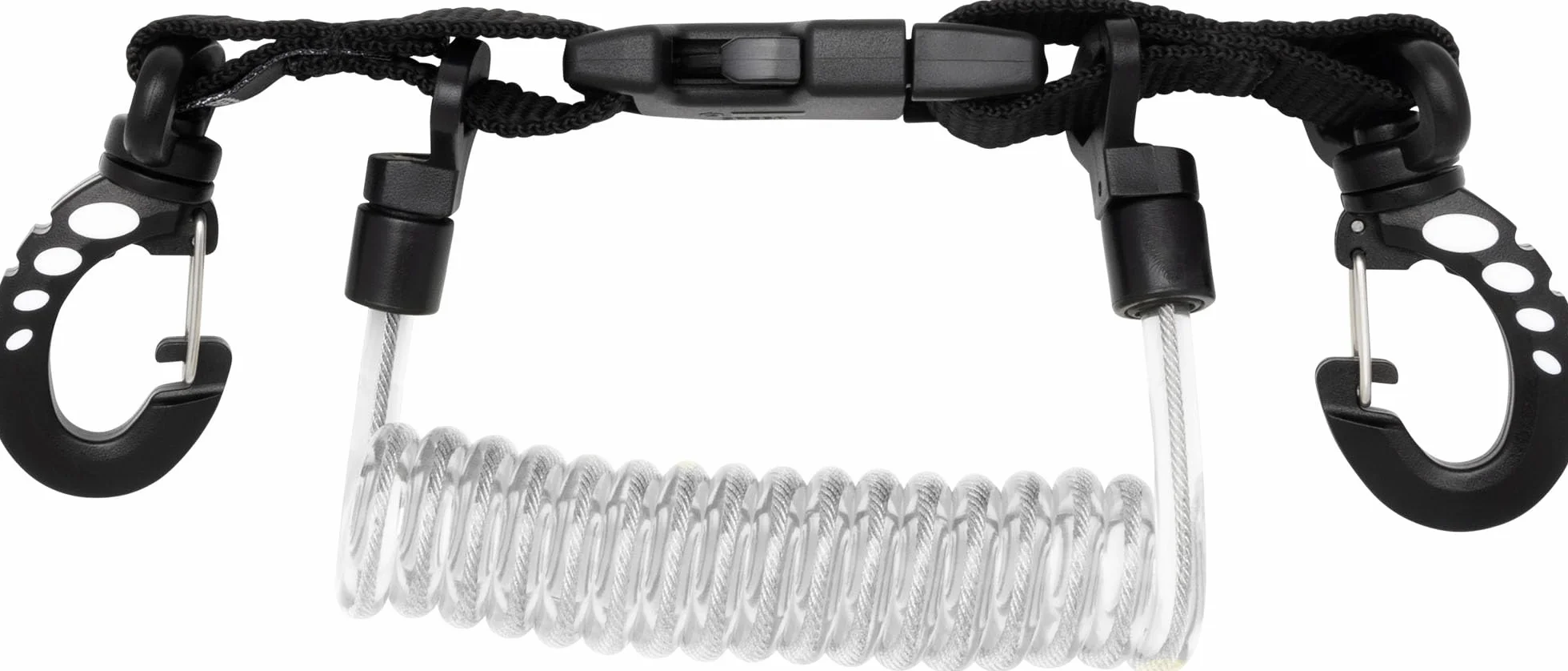 Cressi Lanyard elastyczny kabel spiralny do nurkowania czarny przezroczysty 2 karabińczyki