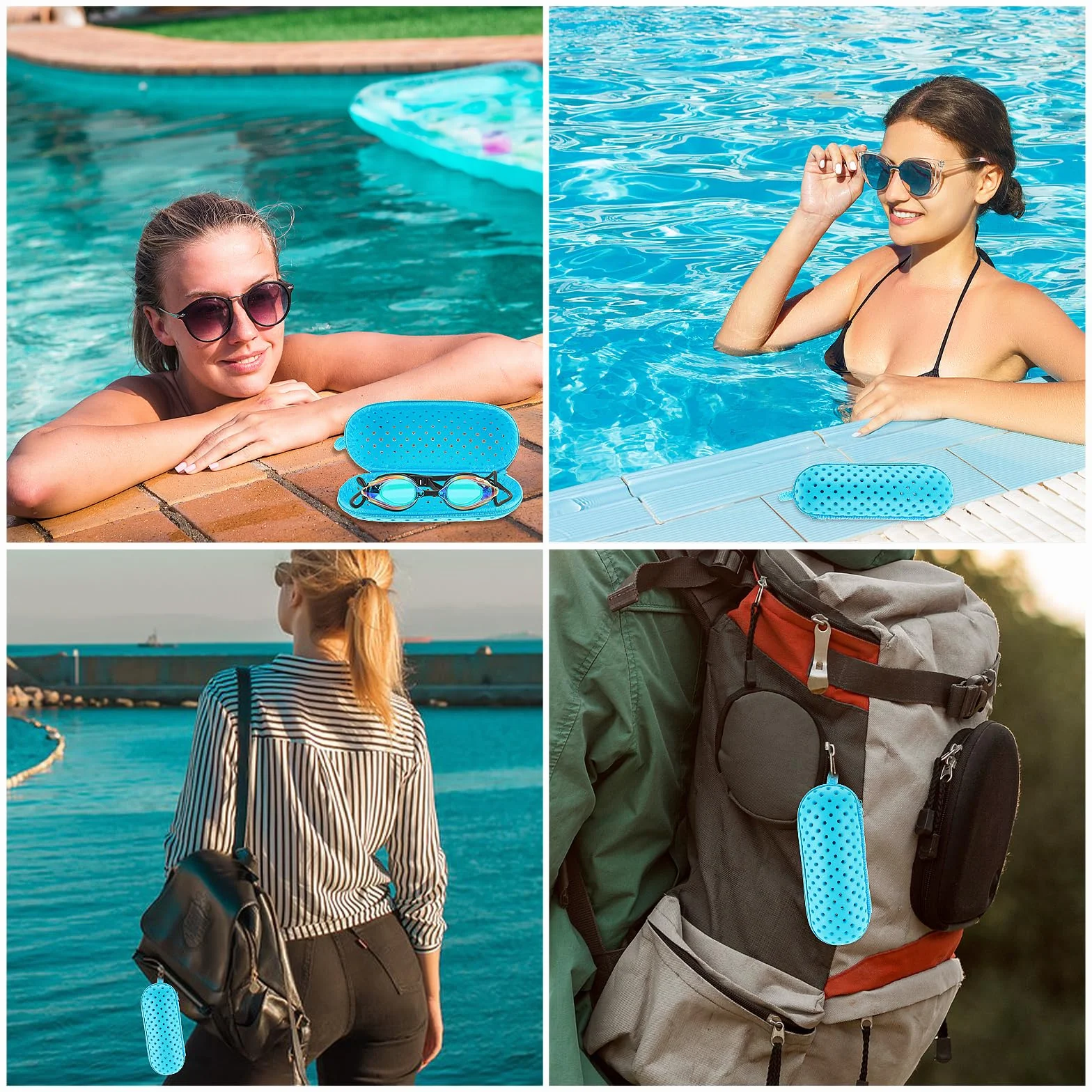 Twarde etui na okulary pływackie z zamkiem błyskawicznym i otworem odpływowym