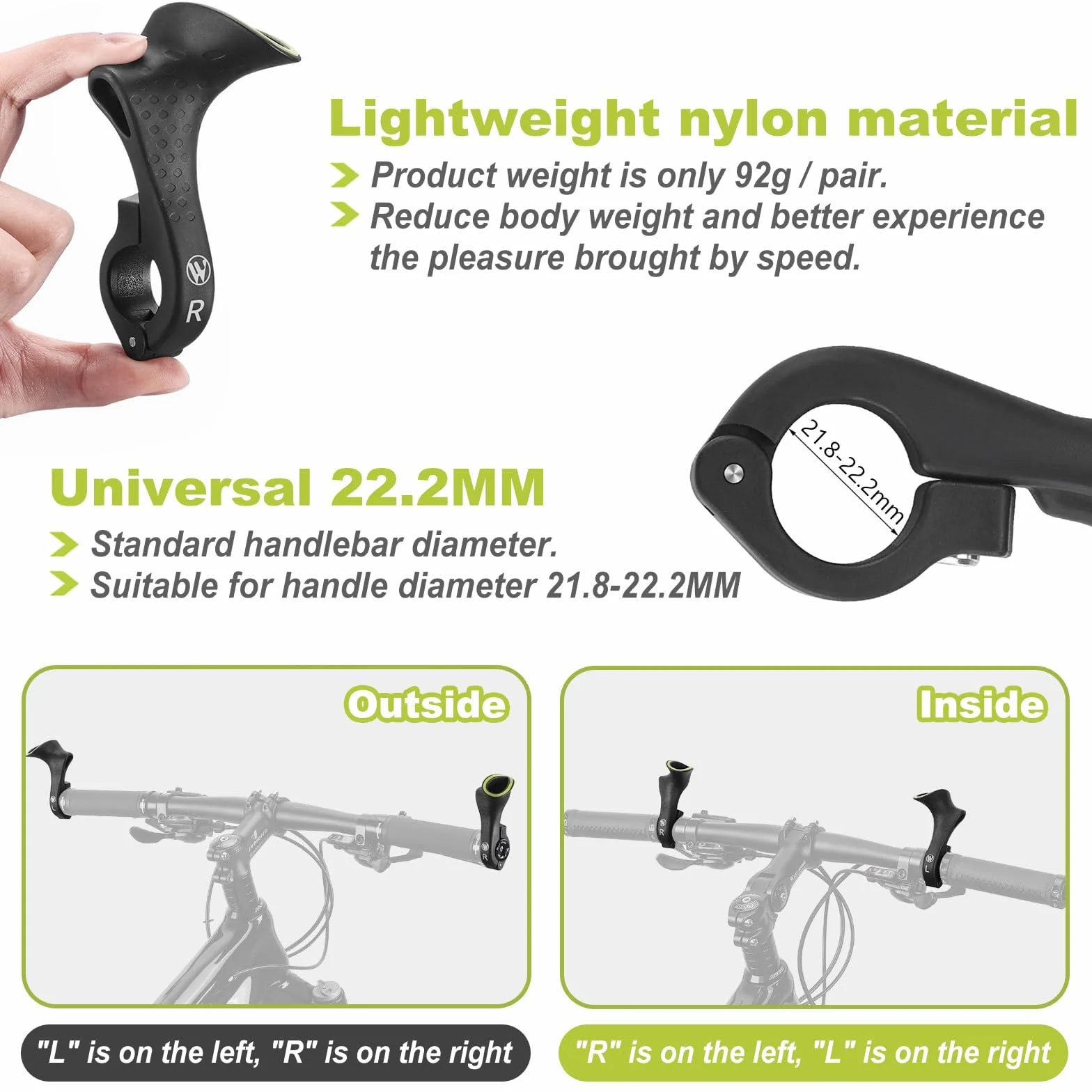 Ergonomiczne Uchwyty na Kierownicę Rowerową, Sportowe MTB (22 mm)