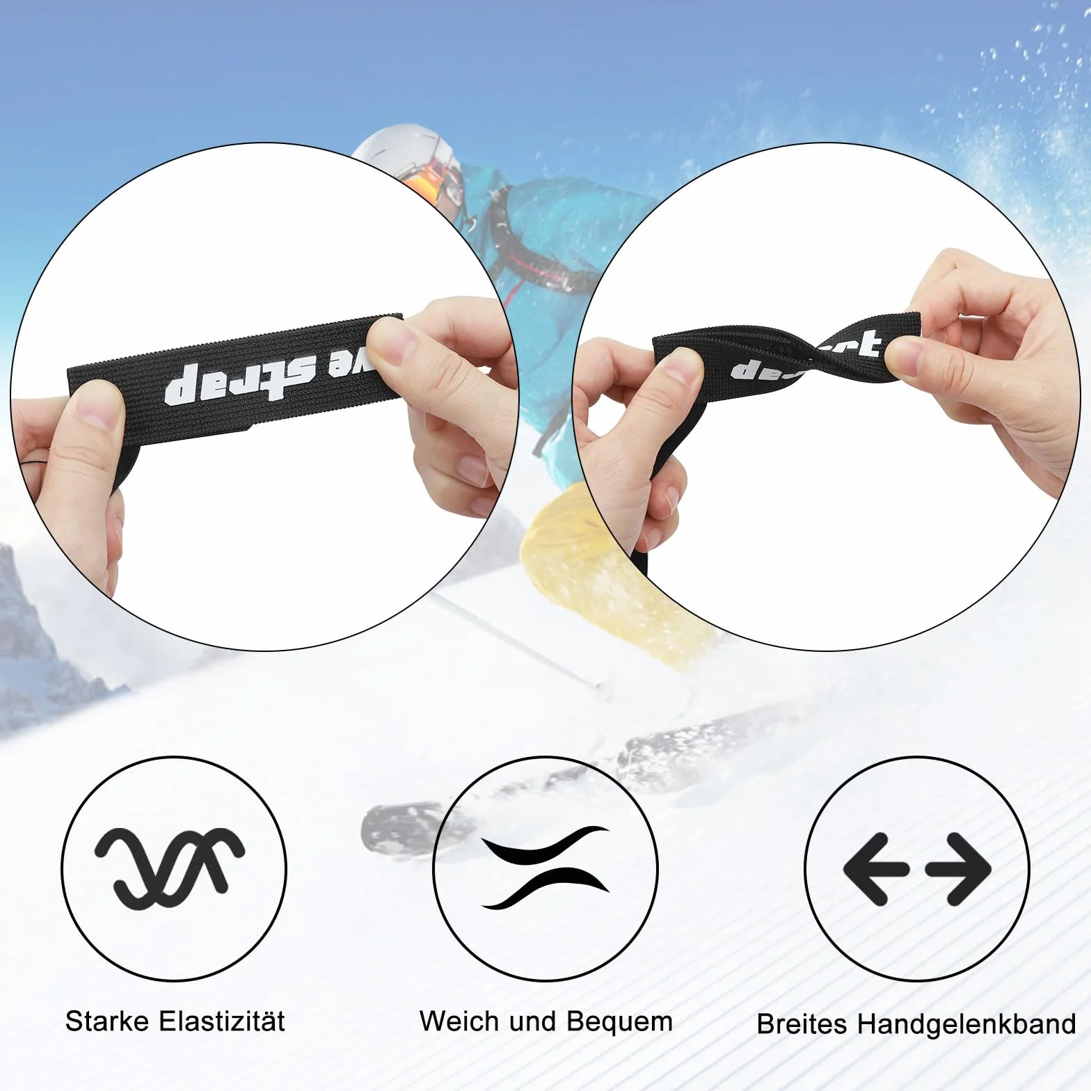 HENGBIRD 4 sztuki smyczy do rękawic, akcesoria snowboardowe, opaski na nadgarstki, rękawica narciarska, akcesoria narciarskie, pasek bezpieczeństwa do jazdy na nartach, aktywności na świeżym