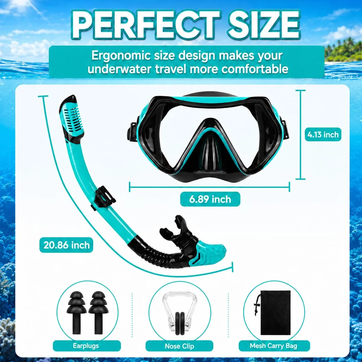 Zestaw do snorkelingu sucha maska z fajką ochrona przed zaparowaniem panoramiczny widok 180°