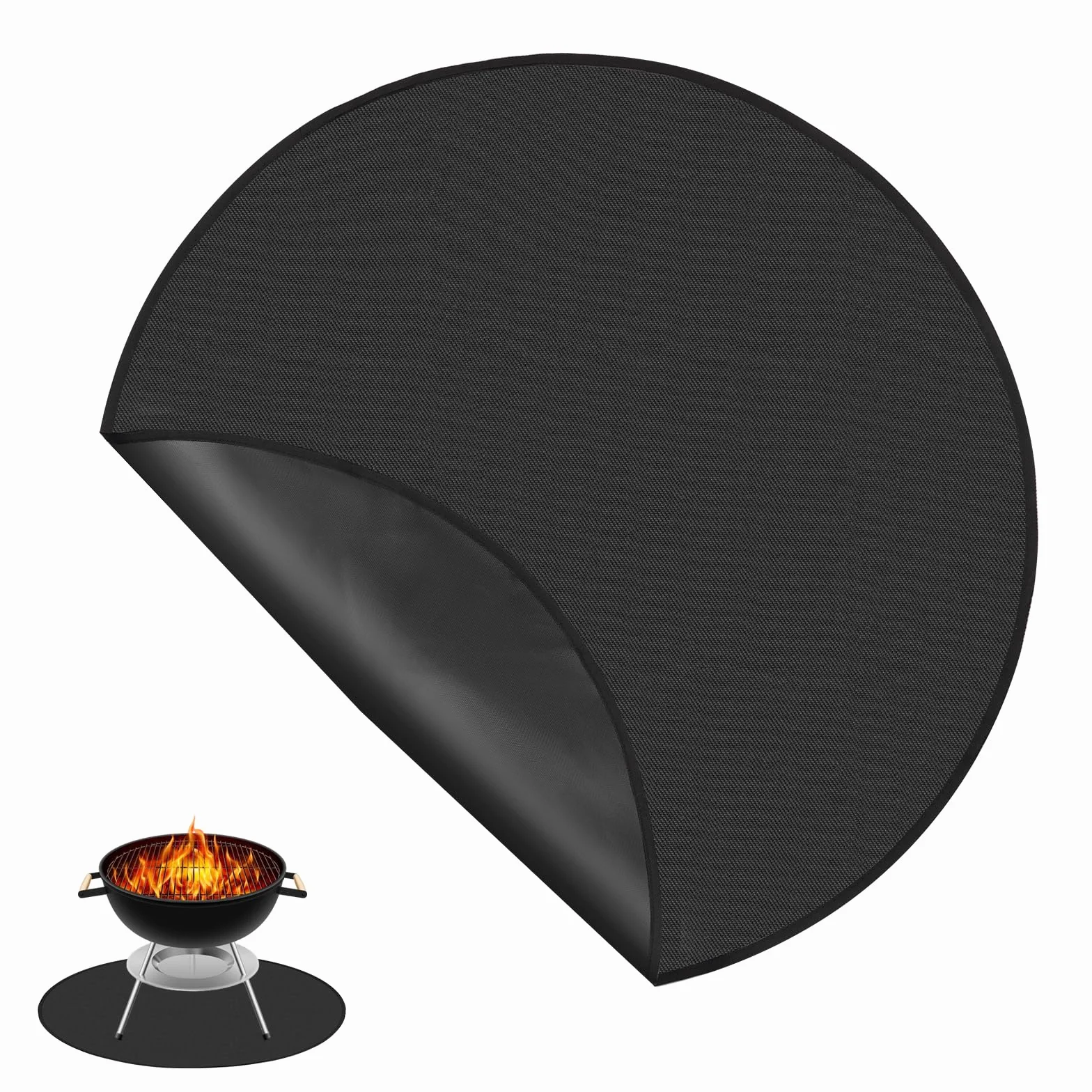 91,44cm Okragla Mata na Palenisko, Ognioodporna Mata do Grillowania Pod Grillem Olejoodporna Oslona Podlogi Kominka Podkladka Ochronna na Grill Zewnetrzny Akcesoria do Ogniska Wedzarni