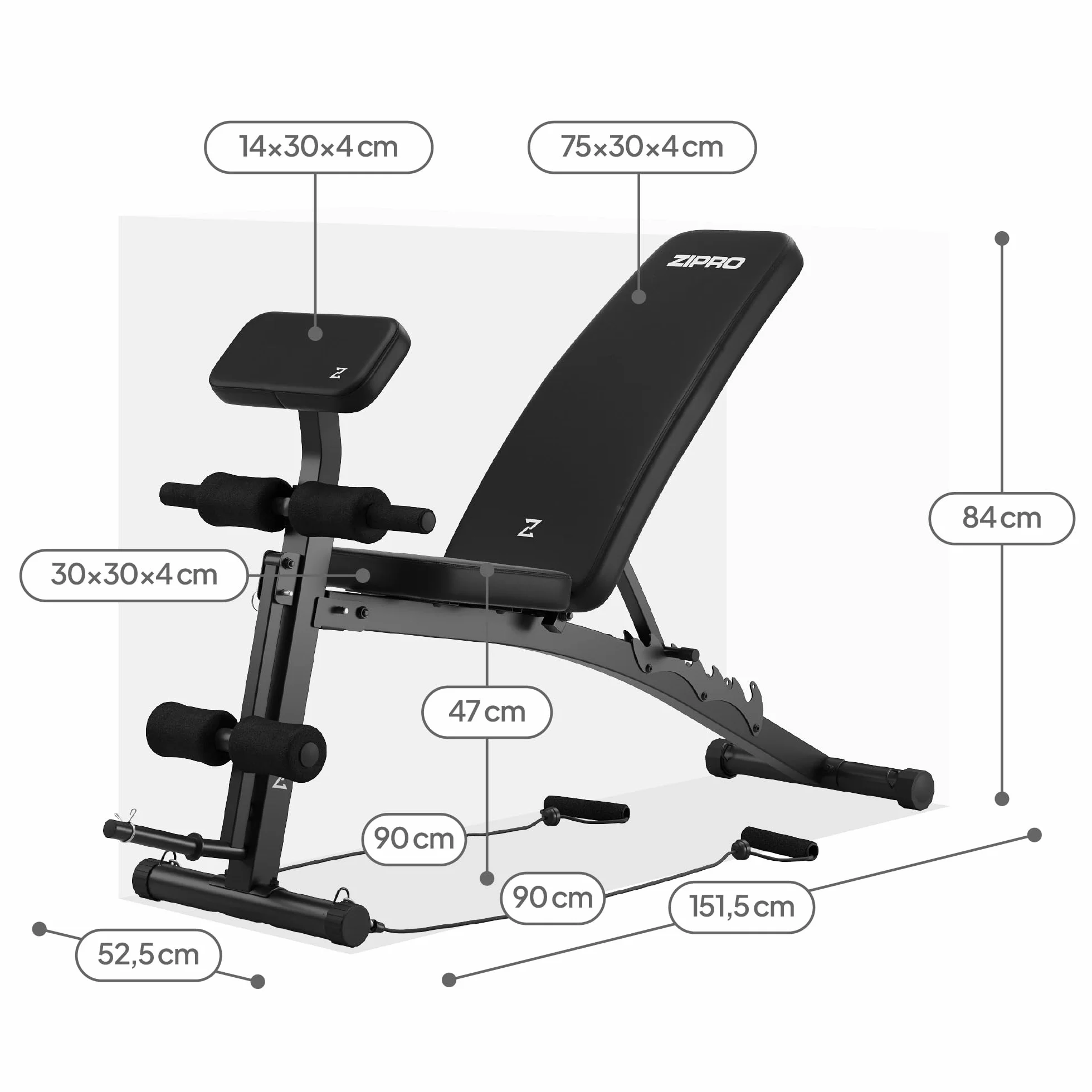 Zipro Uniseks 11926645 Ławka Treningowa, Czarny, do 230 kg