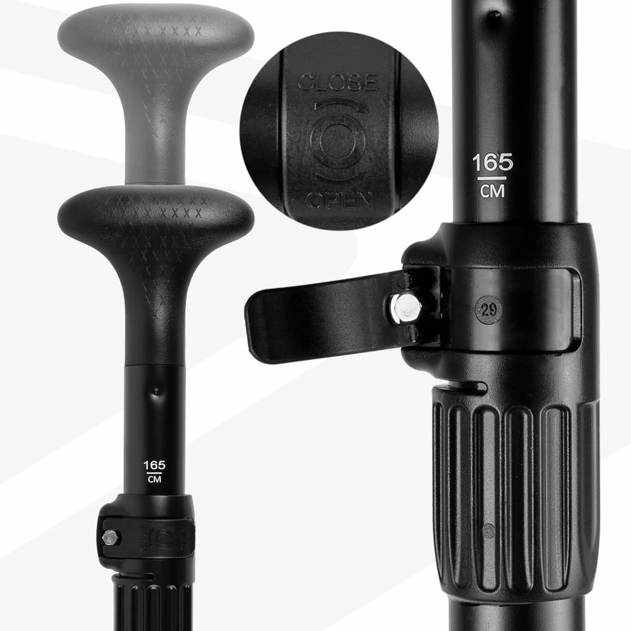 Składane wiosło do kajaka SUP regulowane 165-225 cm aluminium srebrne czarne