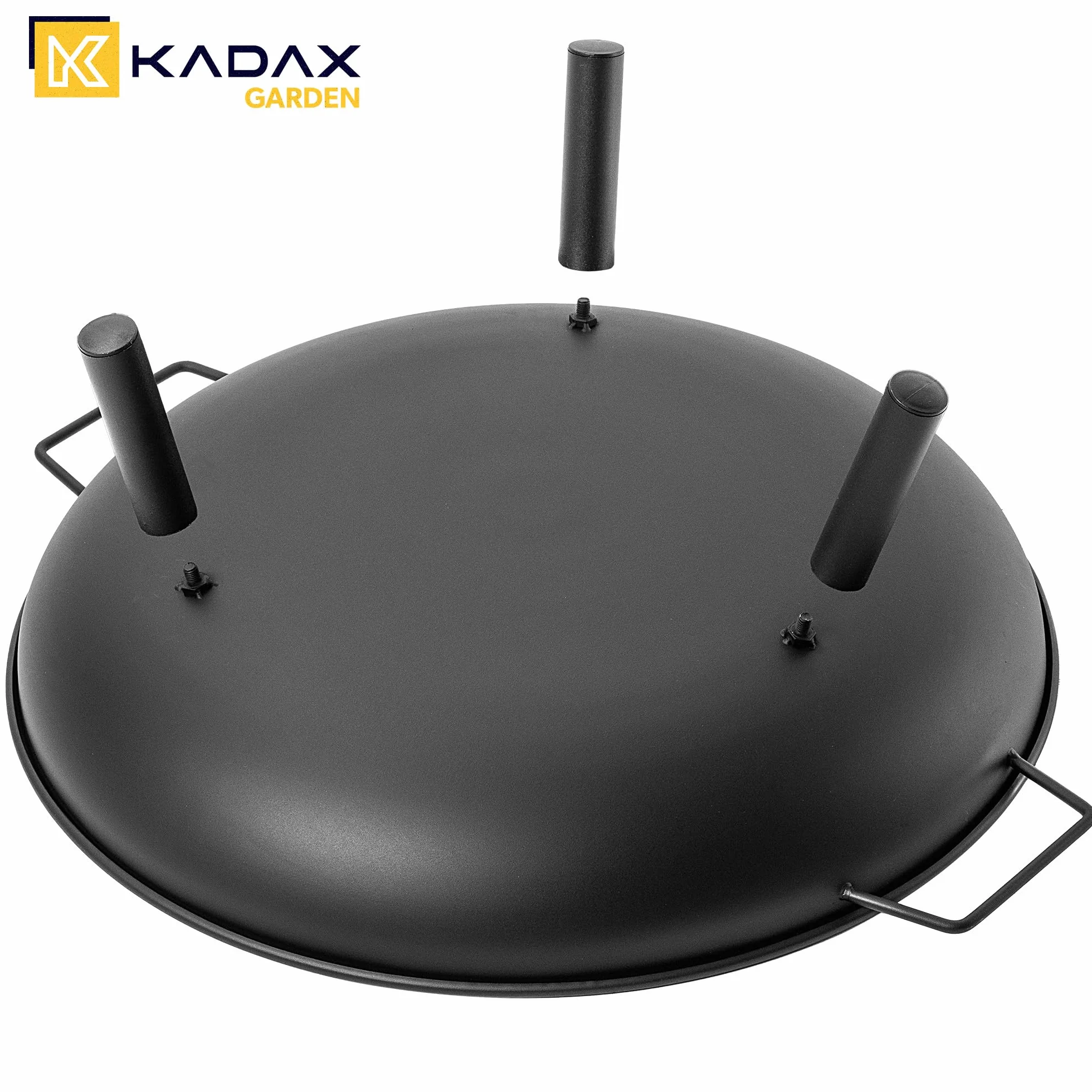 KADAX Palenisko ogrodowe Ø58 cm czarne, stalowa misa odporna na wysoką temperaturę, zdejmowane nogi dla wygodnego przechowywania, źródło ciepła i nastroju na tarasie, balkonie i w ogrodzie