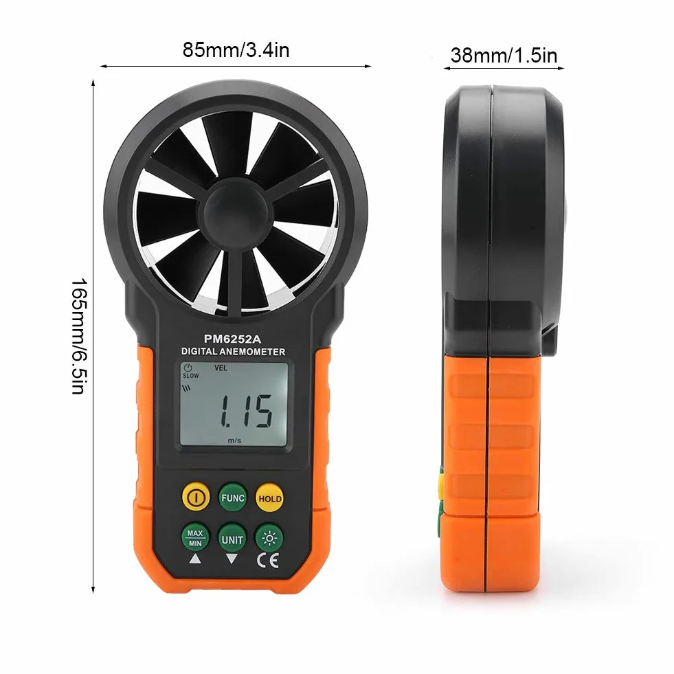 Przepływomierz Szczytowy, Anemometr Deosdum Peakmeter Pm6252A Cyfrowy Miernik Prędkości Wiatru Anemometr do Pomiaru Objętości Powietrza Przenośna Elektrownia