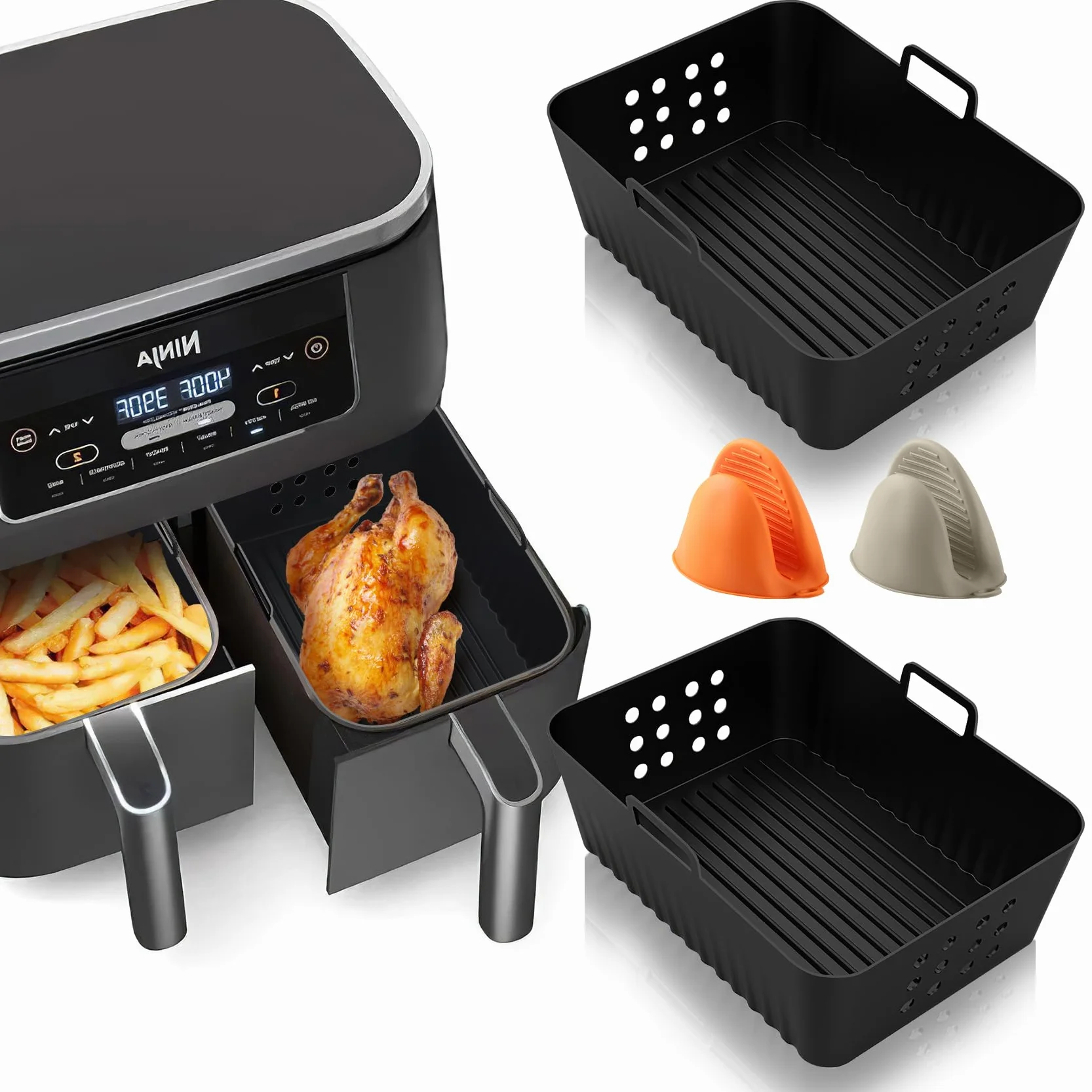 Ninja akcesoria do frytkownicy na gorące powietrze - do Ninja Double Stack XL SL400EU - silikonowa forma do frytkownicy na gorące powietrze do Foodi Max Dual Zone AF400EU AF300EU 7,6 9,5 l - Airfryer