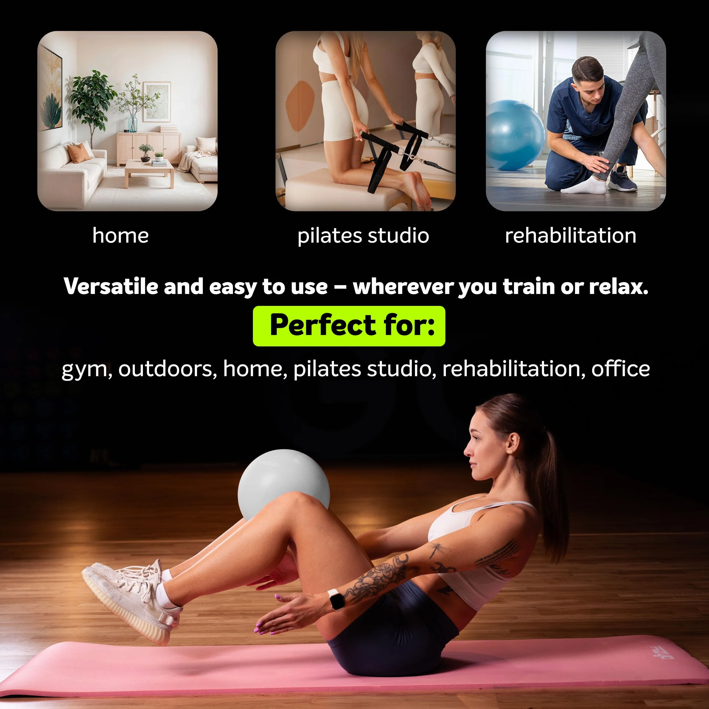 Fizyo Mini piłka do pilates 22 cm z pompką i słomką do jogi i treningu równowagi