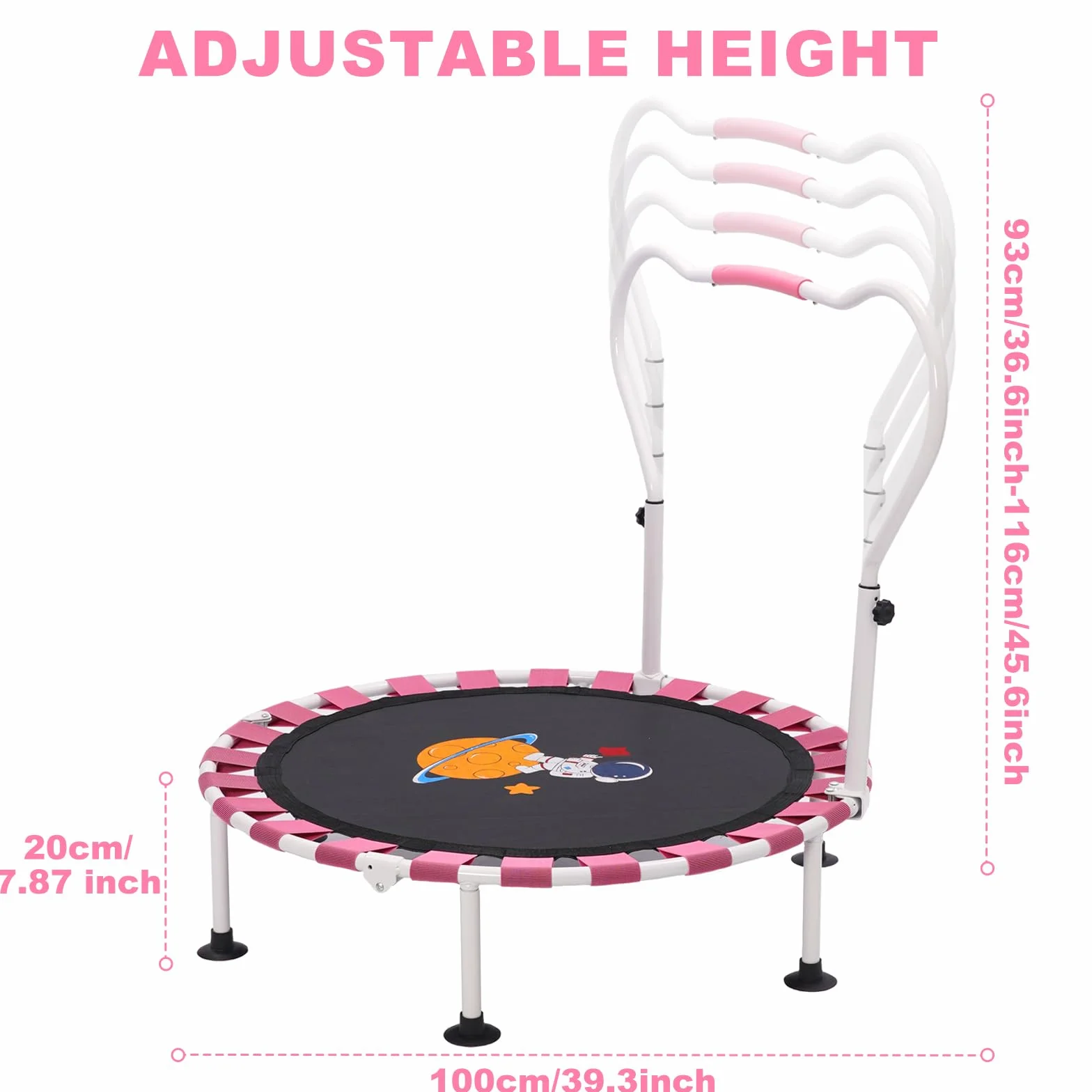 Trampolina dla dzieci 101 cm składana z odbijaniem bungee regulowanym uchwytem piankowym