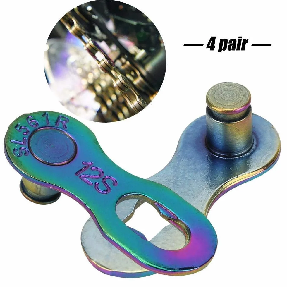 4Pair Steel Bike Chain Link Quick-Link Prędkość łańcucha rowerowego lub 12 Speed ​​Chain Missing Link Connector Repair (kolorowy)
