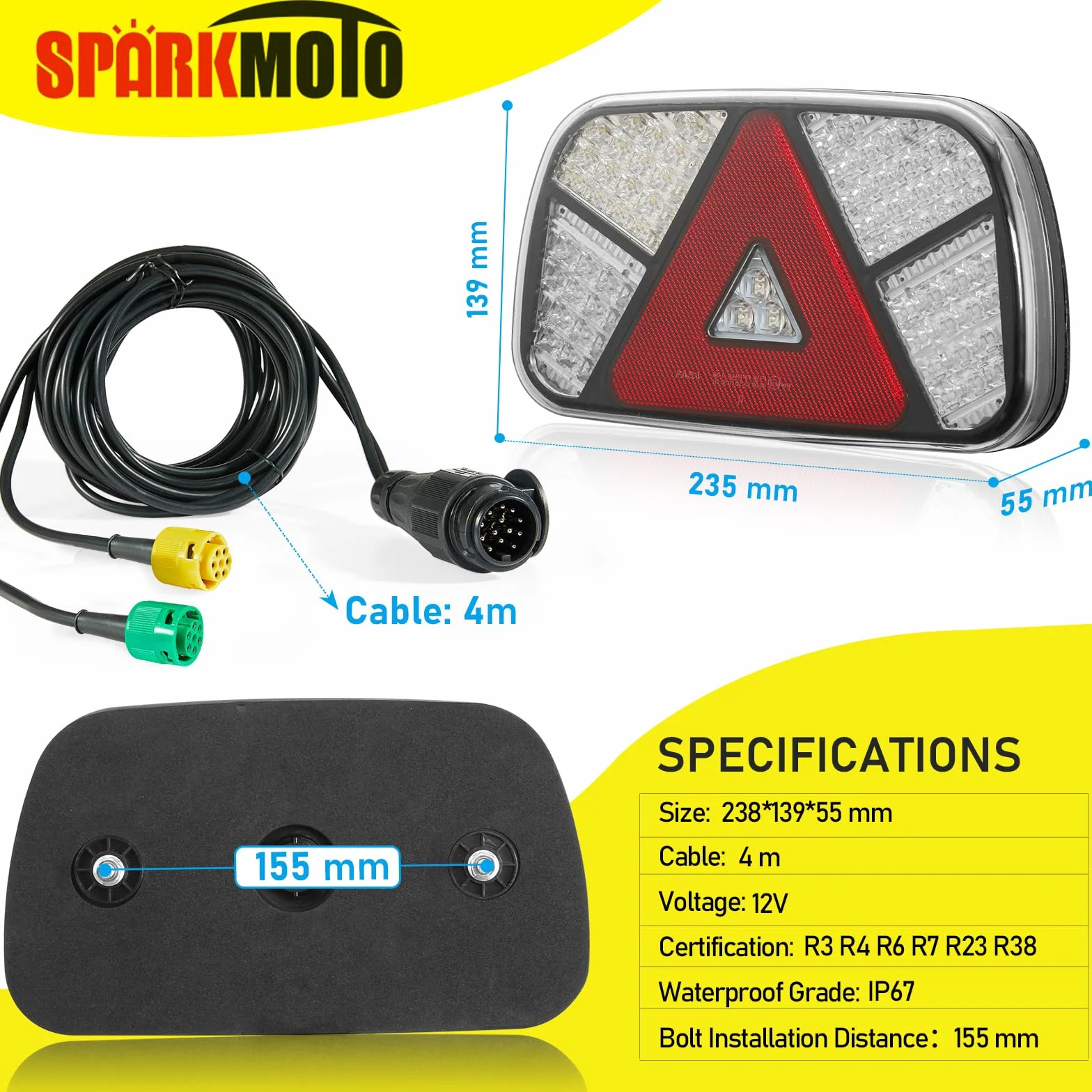 Zestaw tylnych pilotów Przyczepa LED 13 Pinów, 12V, kabel 5 m, wtyczka 13 pinów, złącze 6 pinów