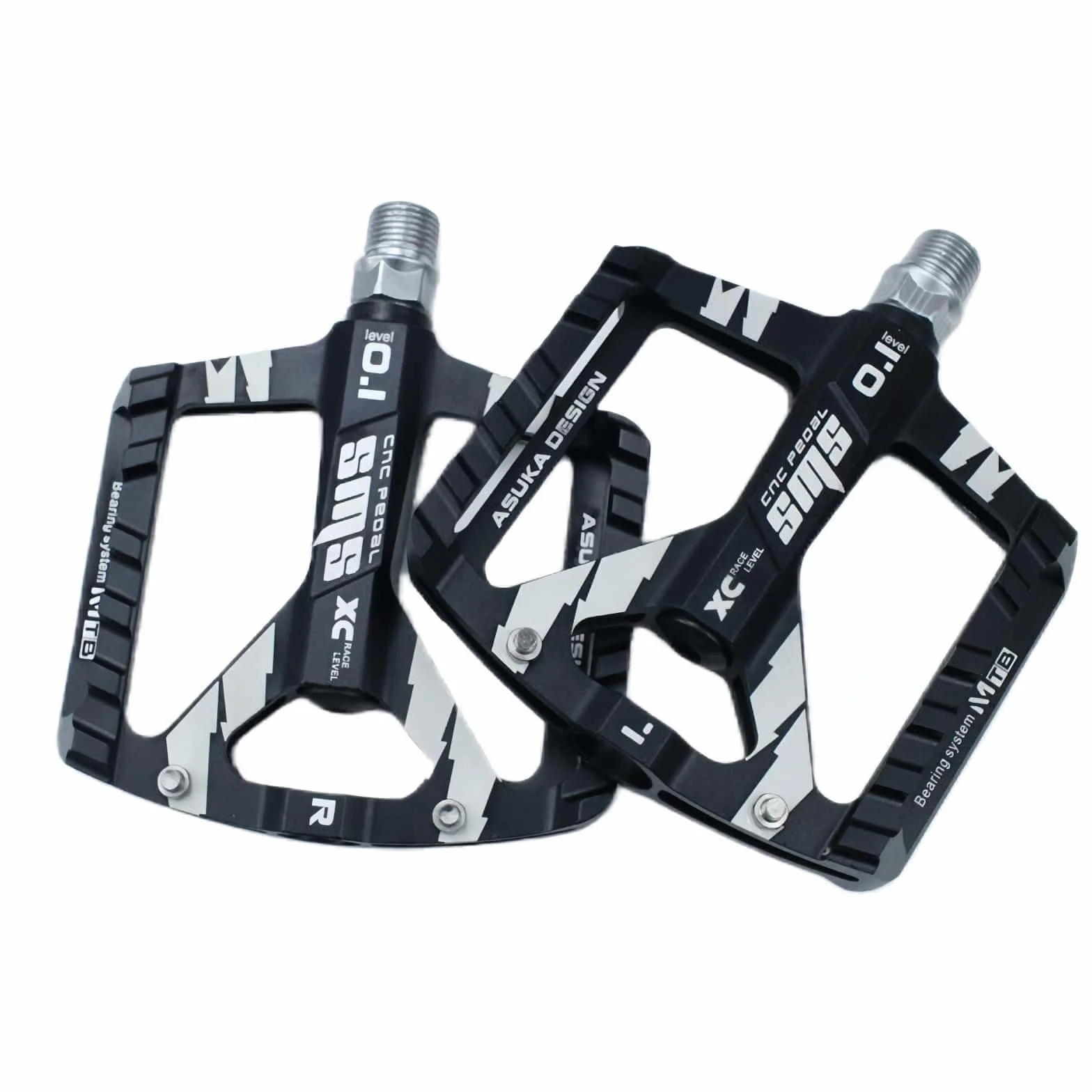 Trkimal Pedały do roweru wyścigowego/górskiego, pedały rowerowe – antypoślizgowe kolce 9/16" CNC ze stopu aluminium obrabiane płaskie pedały