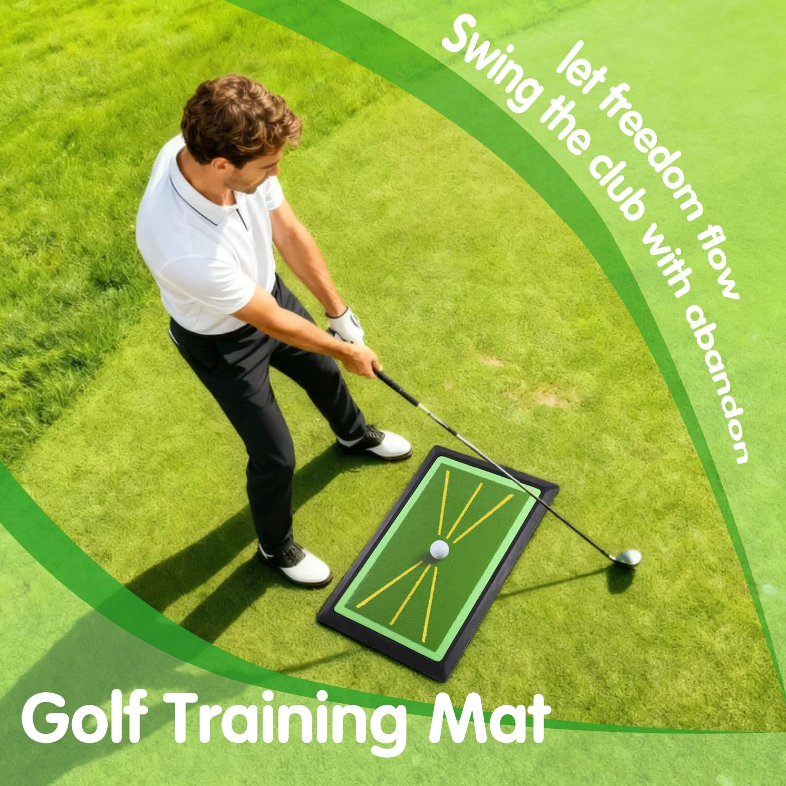 Mata treningowa do huśtawki golfowej z natychmiastową informacją zwrotną o ścieżce huśtawki, wewnętrzna i zewnętrzna mata treningowa z wytrzymałą, antypoślizgową gumową podstawą, poprawia dokładność