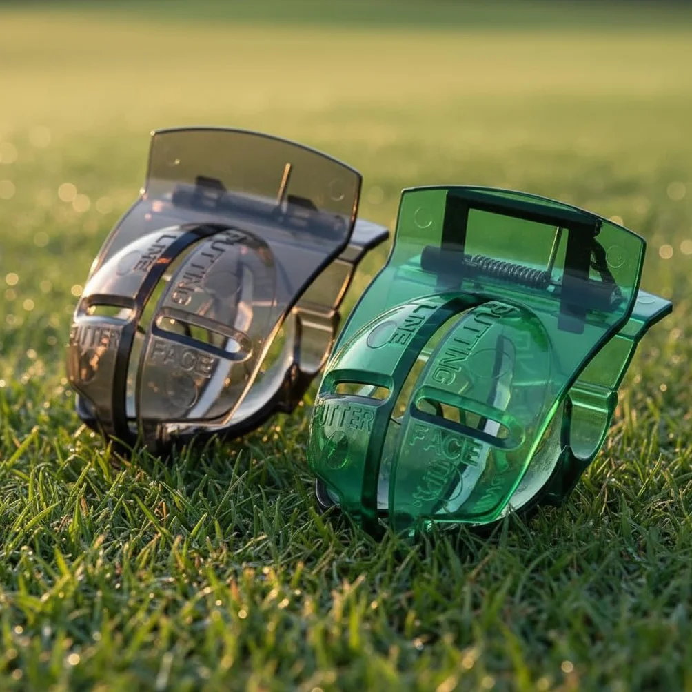 2 szt. czarno-zielone narzędzie do ustawiania piłek golfowych piłka golfowa klips liniowy marker szablon znaczniki wyrównania narzędzie do umieszczania w golfa, akcesoria na kurs