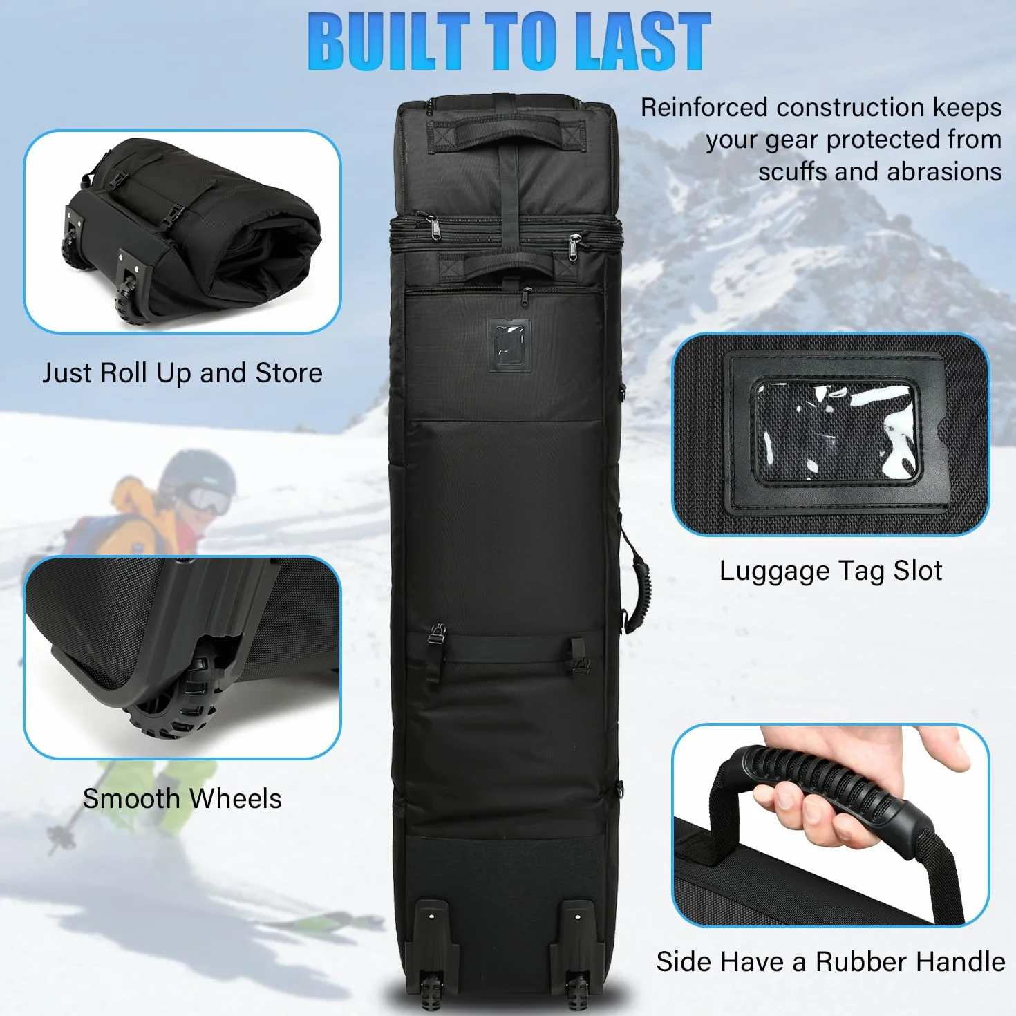 Torba narciarska na kółkach 150-190 cm wodoszczelna regulowana snowboardowa