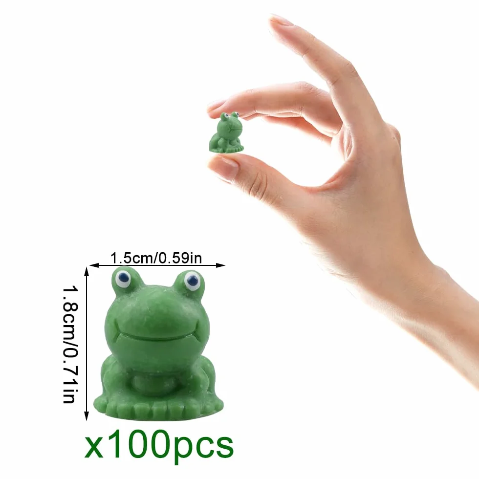 100 Pezzi Mini żaby, Mini żaby z żywicy, śliczne małe żaby zabawki, Mini żabie figurki do dekoracji ogrodu krajobraz akwarium doniczki DIY (zielony)