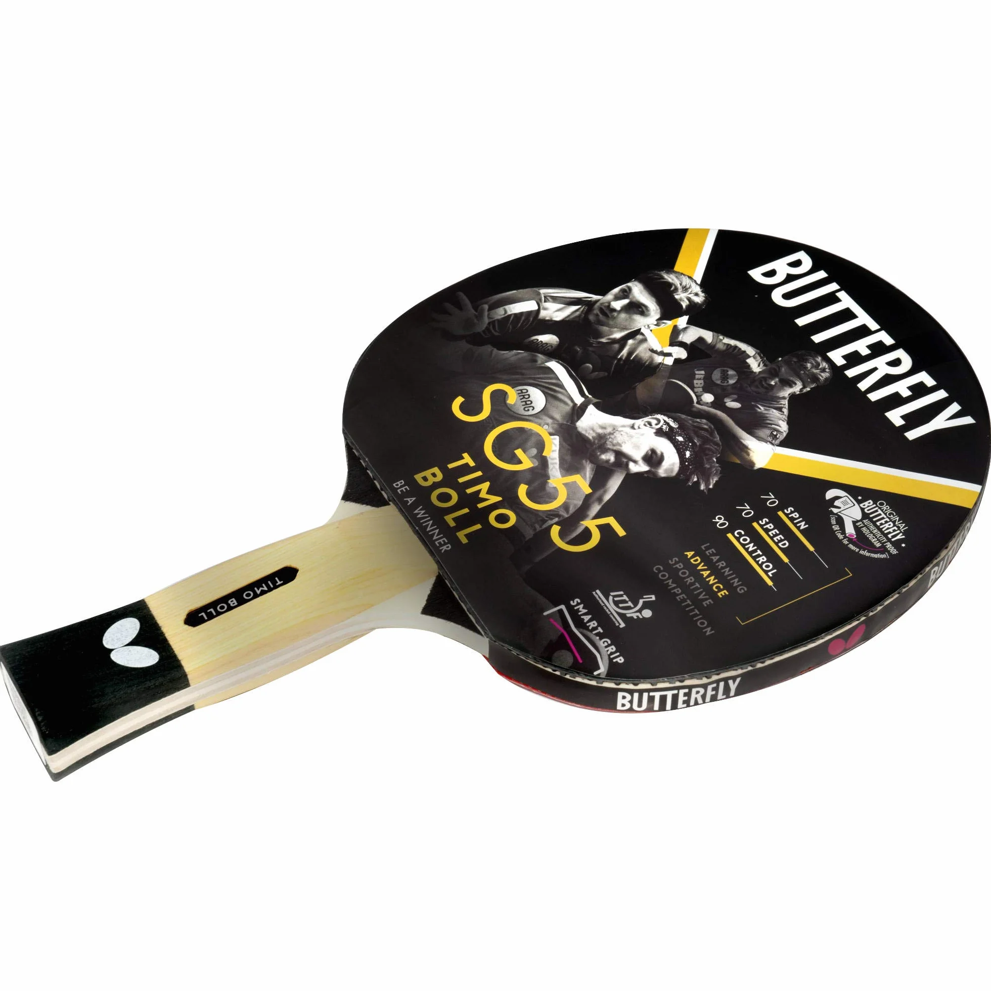 Butterfly Timo Boll SG55 kij do tenisa stołowego ITTF Pan Asia guma 1,5 mm biały