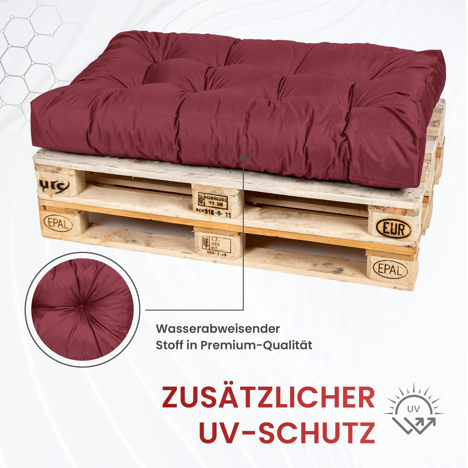 TexDeko® Garden Poduszki na palety 120 x 80 x 18 cm, wodoodporne, odporne na działanie promieni UV, do użytku wewnątrz i na zewnątrz, premium pikowane poduszki na siedzisko, nakładka na palety euro (2