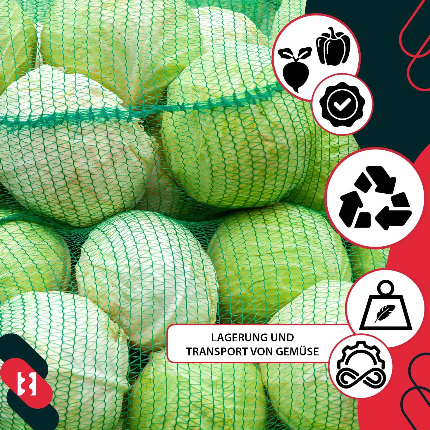 Zestaw 50 worków raszlowych KOTARBAU® – worki na ziemniaki – 40 x 60cm – worki na owoce – 15 kg – polipropylen – siatka na warzywa – worki do przechowywania – na cebulę – ziemniaki – warzywa – zielone
