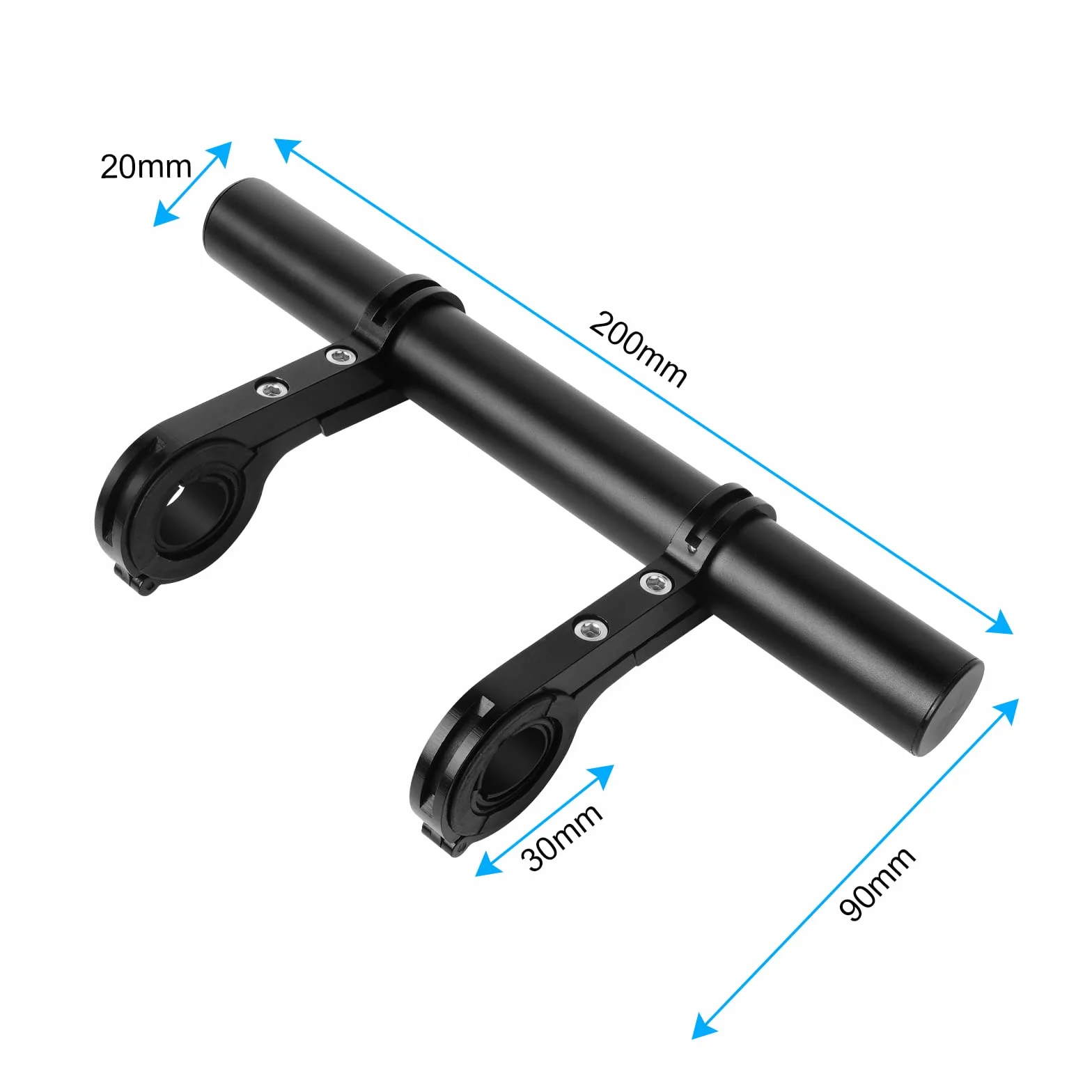 Ainiv 20 cm przedłużacz kierownicy rowerowej z 2 uchwytami zaciskowymi, kluczem sześciokątnym, aluminiowe, uniwersalne przedłużenie kierownicy rowerowej