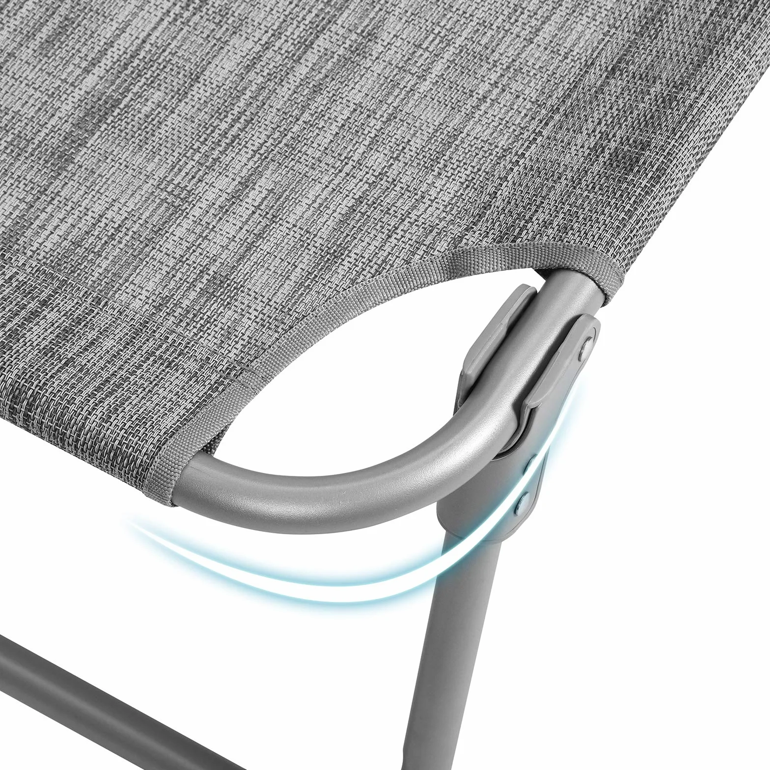 SONGMICS GCB19T składany leżak plażowy, 53 x 193 x 29 cm, obciążenie do 150 kg, ochrona przed słońcem, zagłówek, regulowane oparcie, do ogrodu, na basen, taras, szary melanż, GCB19T