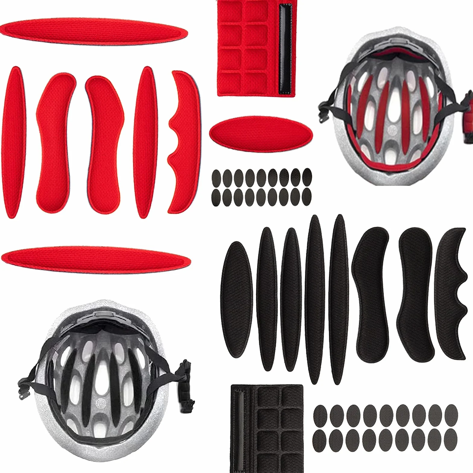 Zestaw 2 uniwersalnych podkładek na kask rowerowy czarny czerwony