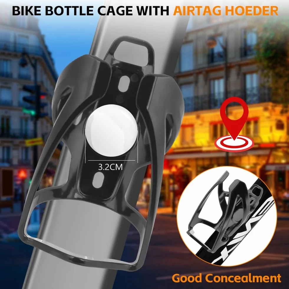 Uchwyt rowerowy do Apple AirTag, ukryty pod uchwytem na bidon rowerowy, antykradzieżowy, lokalizator GPS, uchwyt na butelkę wody do rowerów MTB, rowerów szosowych