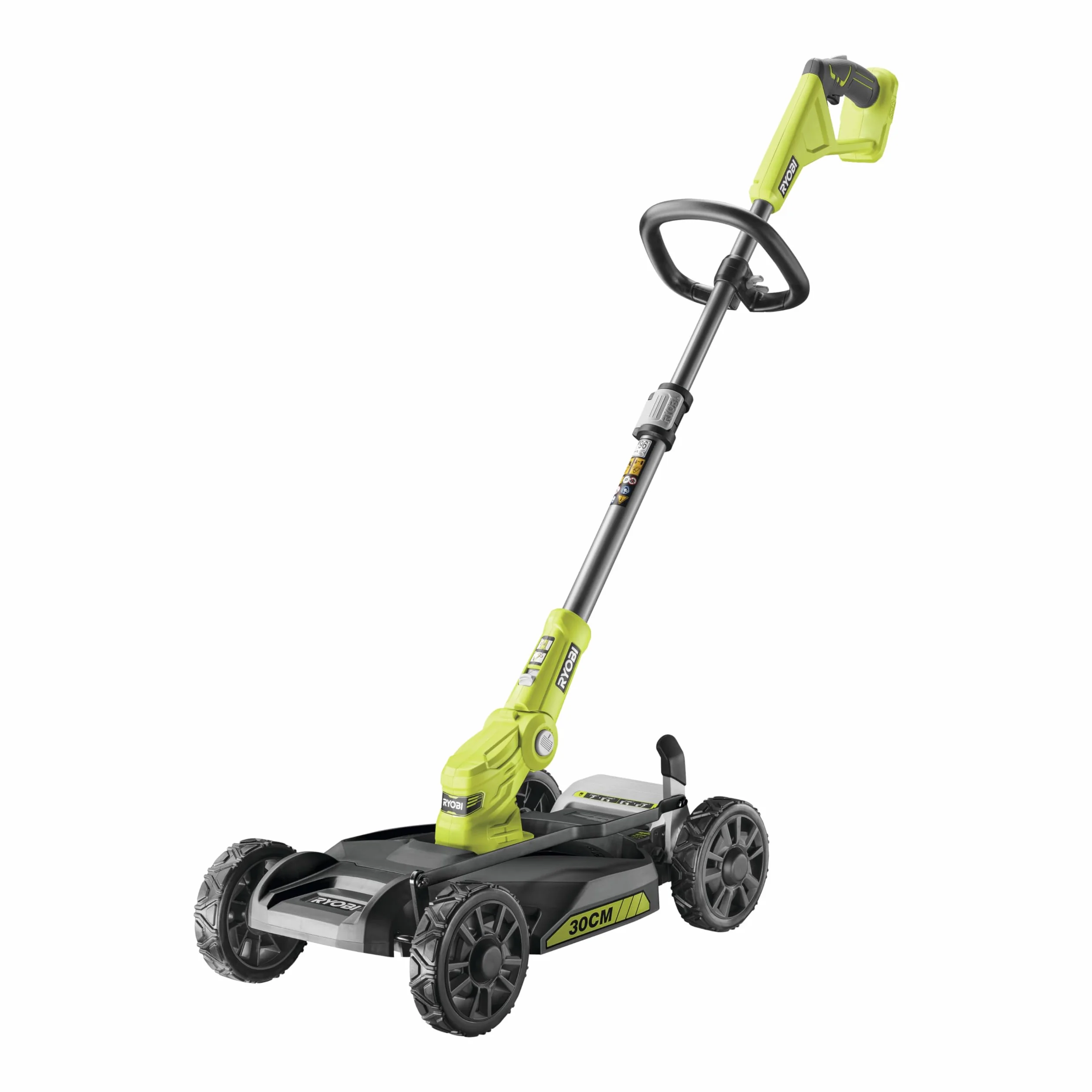RYOBI Kosiarka 3 w 1 18V - Kosiarka/podkaszarka/podkaszarka - Ø cięcia 30 cm - mulczowanie - Ø drutu 1 x 1,6 mm - rura teleskopowa - sprzedawana bez baterii i ładowarki, zielona