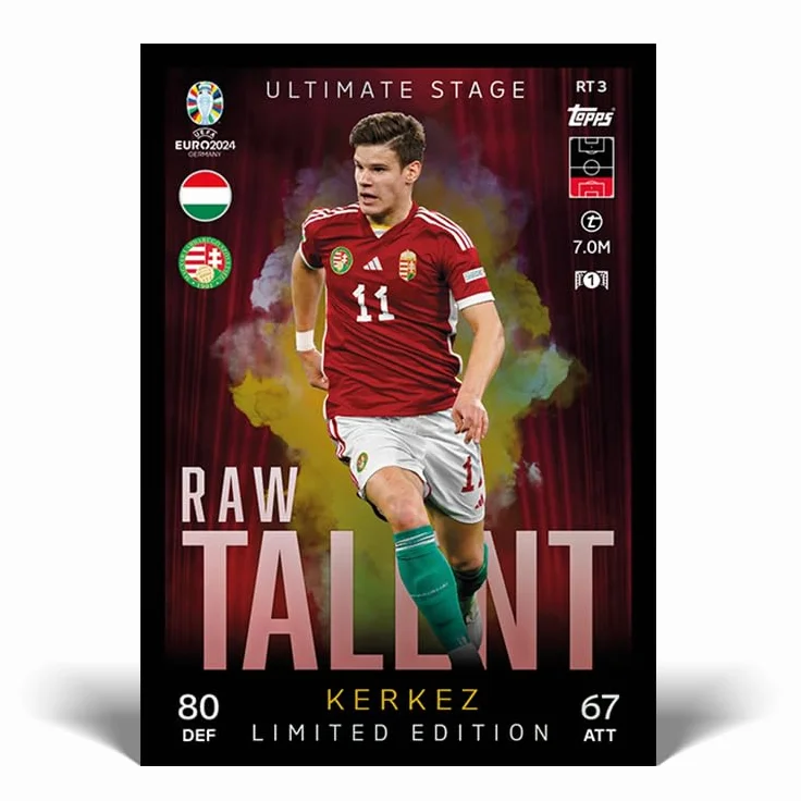 Topps Match Attax Euro 2024 Booster Tin Raw Talent 28 kart 3 ekskluzywne karty