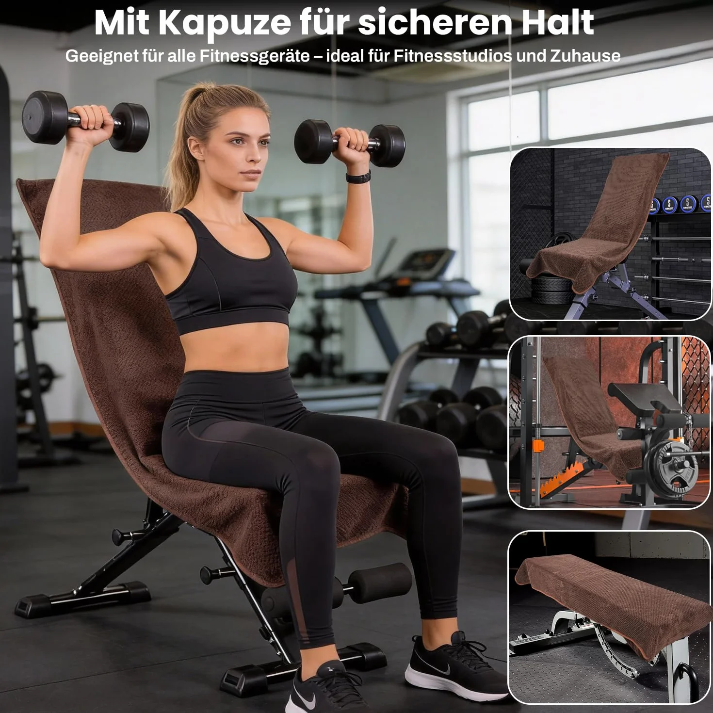 Ręcznik fitness z mikrofibry 120x50 cm z kieszenią na zamek błyskawiczny szybkoschnący sportowy