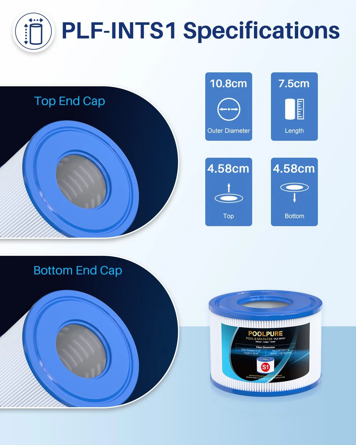 POOLPURE 6-pak wymiennych filtrów PureSpa typu S1 do łatwego ustawiania wkładów basenowych, filtr spa 11692