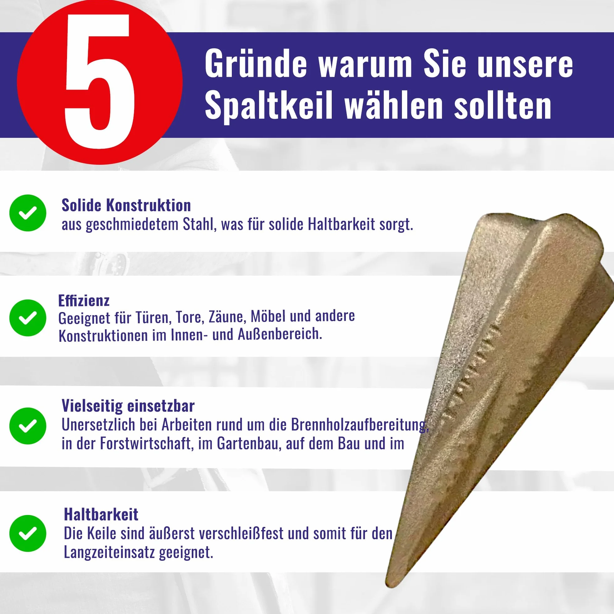 Chle-Mar – Obrotowy klin do łupania drewna 1,6 kg | Hartowana stal | Do drewna kominkowego i opałowego | Skuteczne i bezpieczne rozłupywanie | Klin rozszczepiający z funkcją rotacyjną