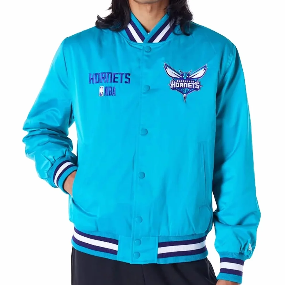 New Era Charlotte Hornets NBA satyna bomber kurtka turkusowa