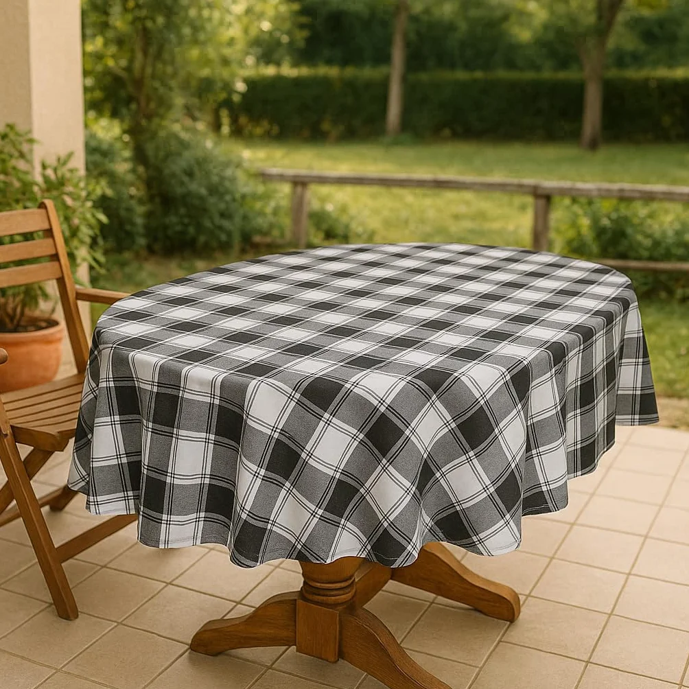 Obrus ceratowy 130 x 220 cm z paskami, nadaje się do prania z obszyciem, poliestrowy obrus ogrodowy