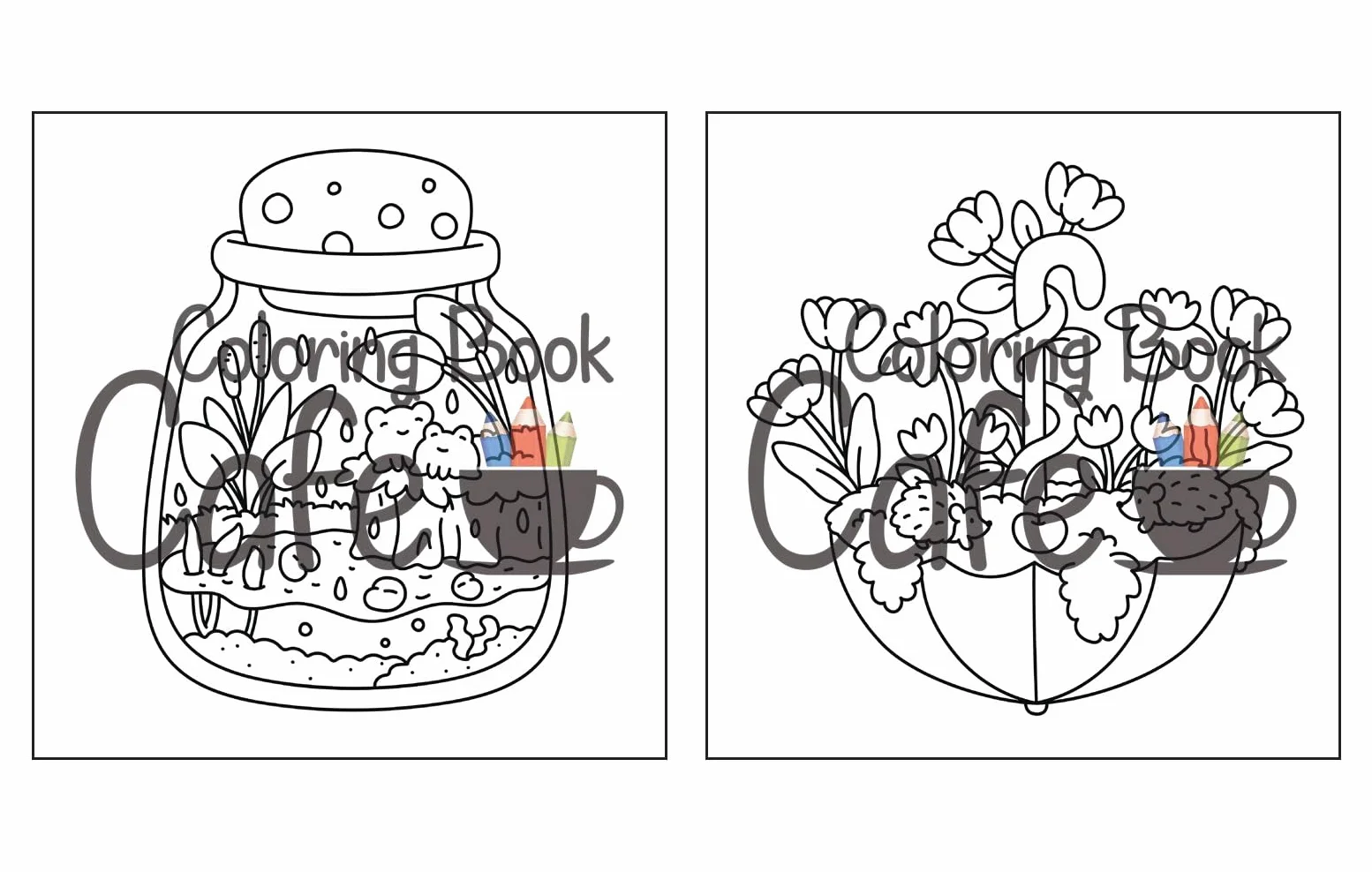 Tiny Gardens: Cute & Comfy Coloring Book for Adults and Teens Featuring Adorable Garden Scenes