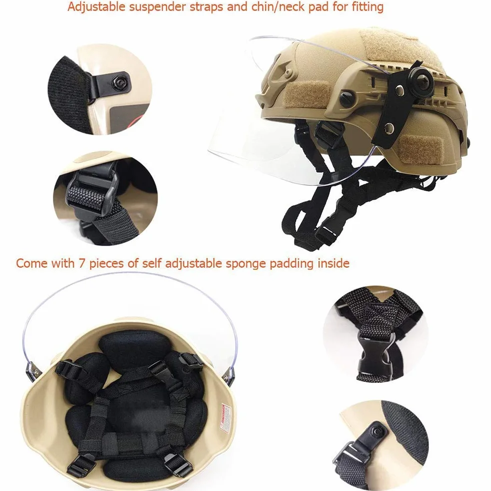 Kask Airsoft Mich 2000 Quick z uchwytem NVG i goglami.