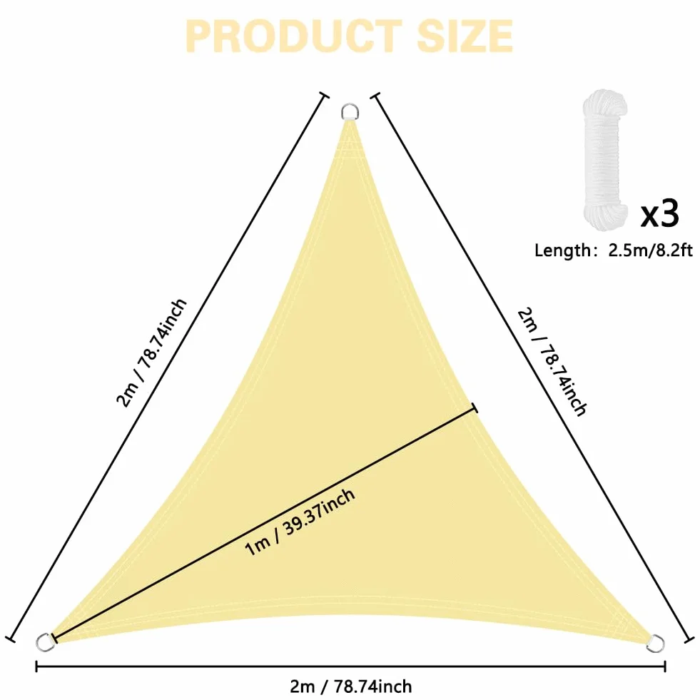 OFFCUP żagiel przeciwsłoneczny, 2 x 2 m x 2 m, żagiel przeciwsłoneczny, wodoodporny, żagiel przeciwsłoneczny SombraTriangular, ochrona przed promieniowaniem UV, do ogrodu, na taras, balkon, patio