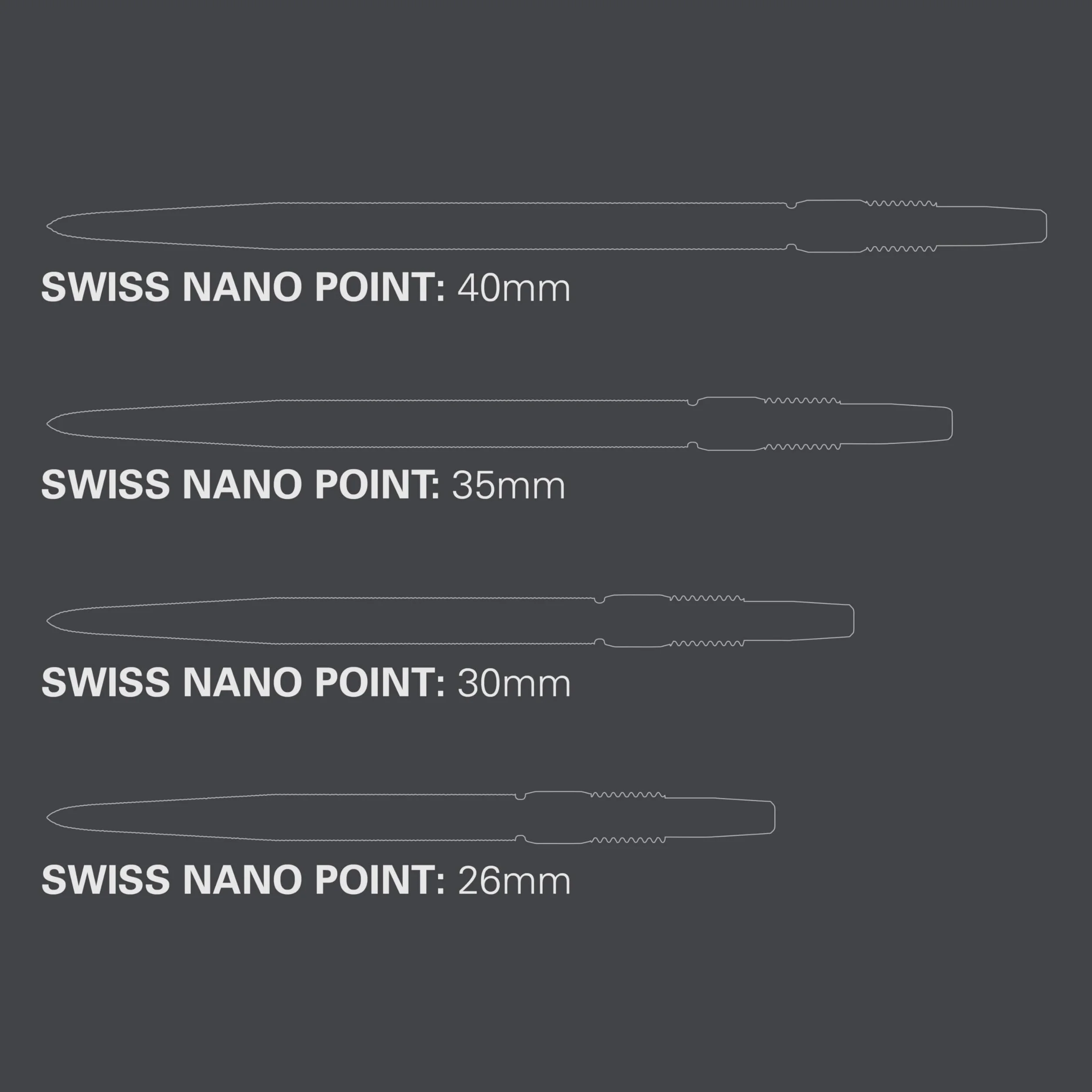 Target Darts Swiss Points Końcówki do rzutek Nano Swiss Point 40 mm srebrne zestaw 3 końcówek