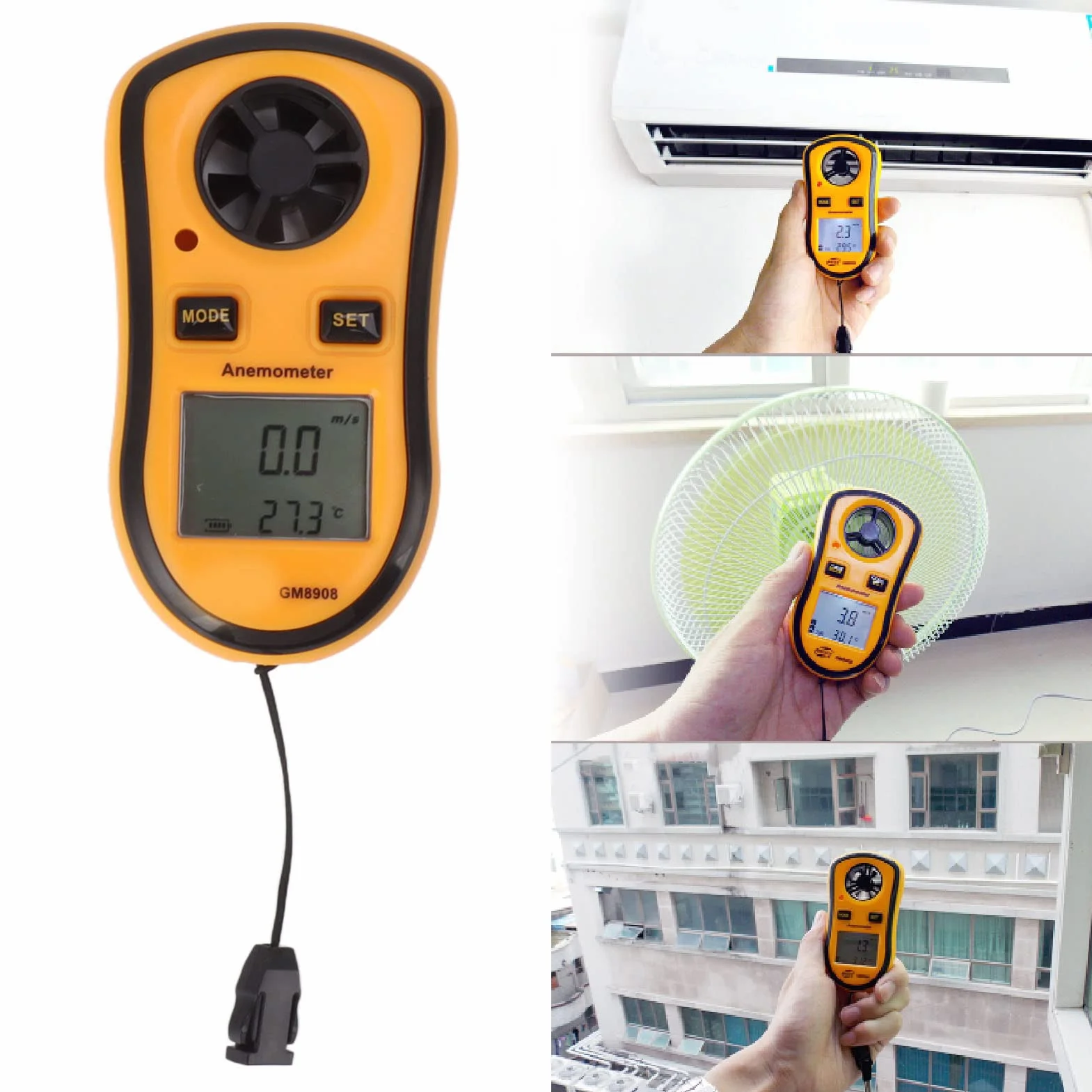 Ręczny Anemometr Cyfrowy, Wiatromierz, Kieszonkowy Miernik Wiatru Ręczny Mini Miernik Prędkości Wiatru, Temperatury I Mocy Z Cyfrowym Wyświetlaczem LCD