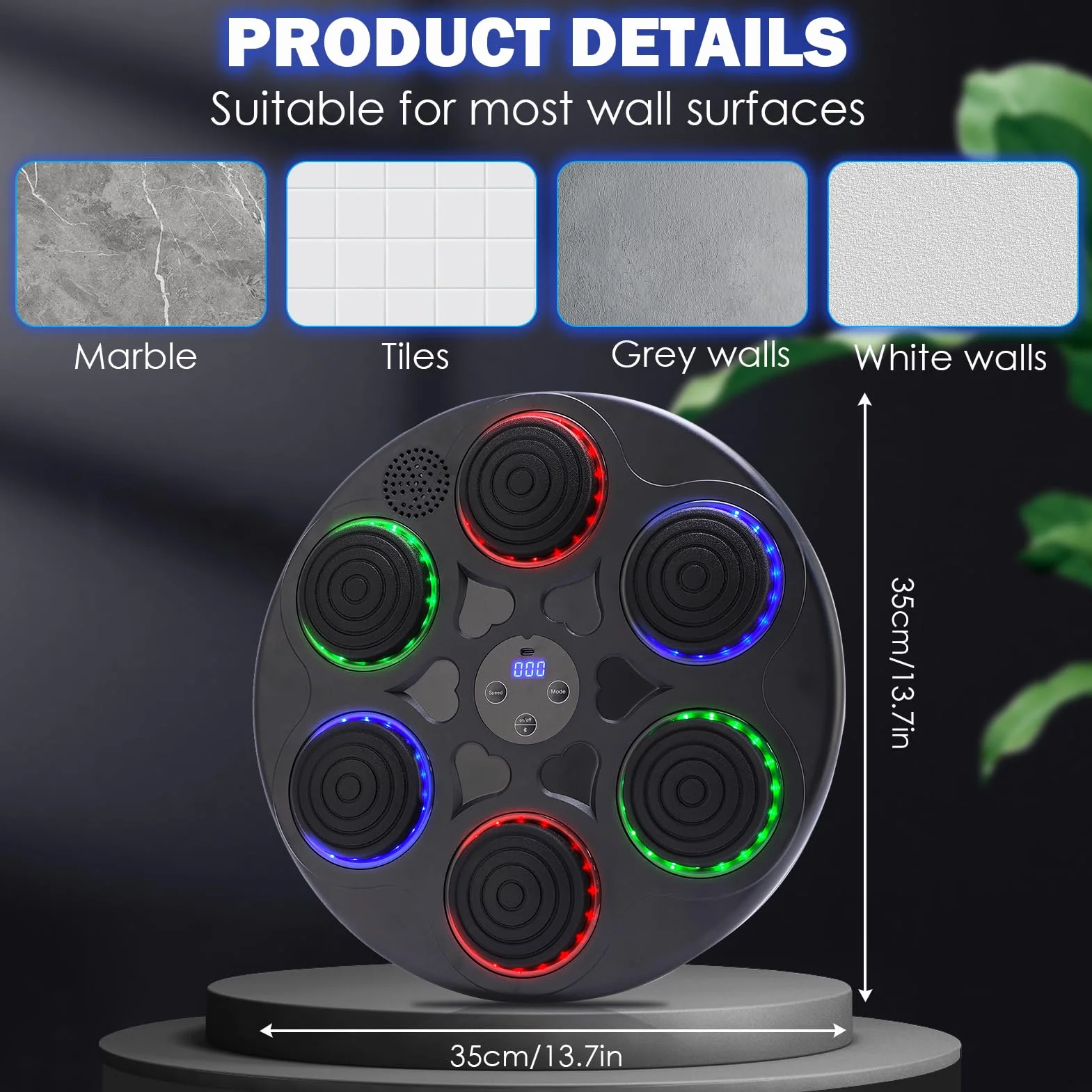Maszynka do boksu z muzyką Bluetooth LED 9 trybów prędkości montowana na ścianie