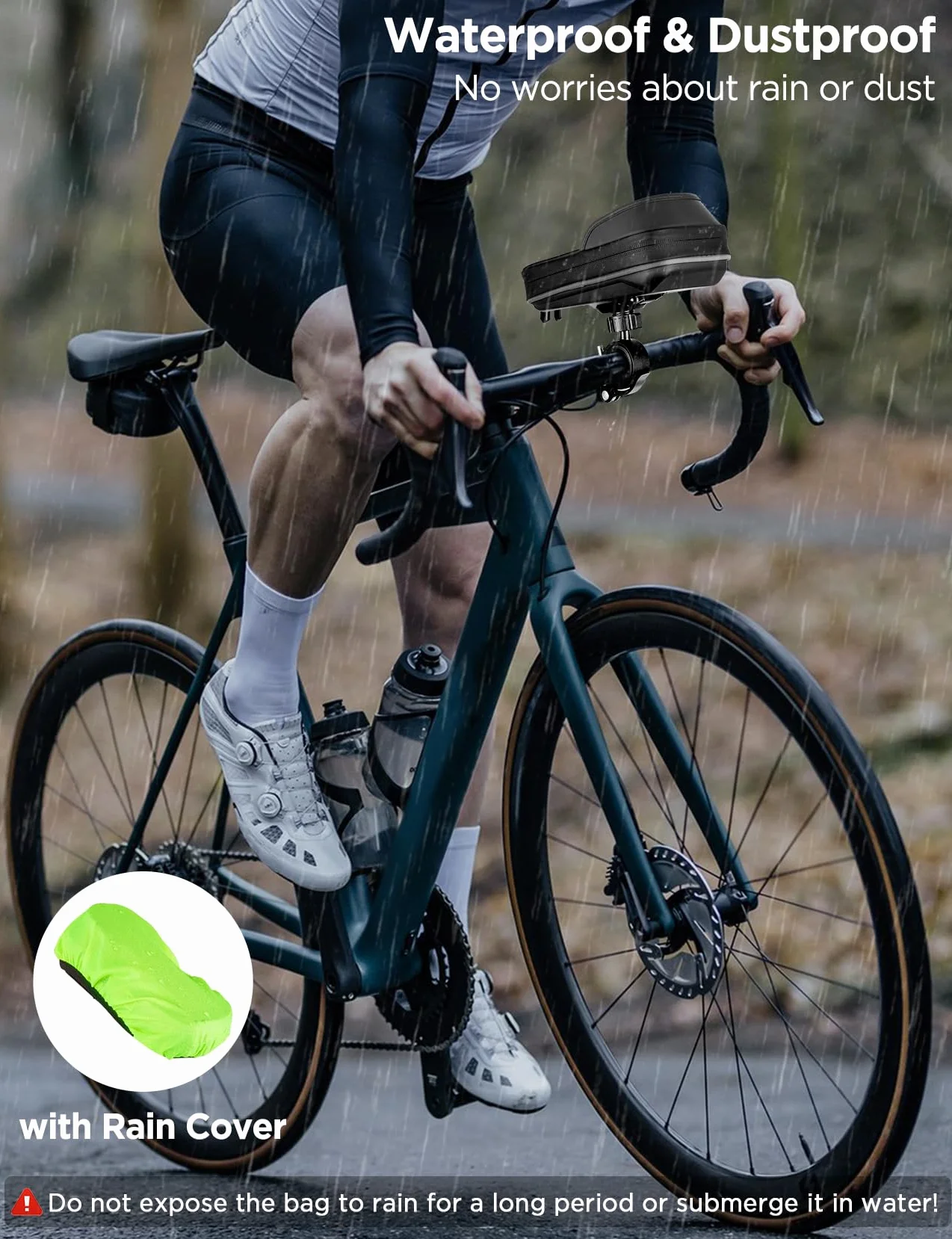 Vitalismo Uchwyt na Telefon Rowerowy Wodoszczelny, torba na kierownicę rowerową, obracany o 360°, do smartfonów o przekątnej ekranu 4,7-7", z osłoną przeciwdeszczową do Scooter Motocyklowy
