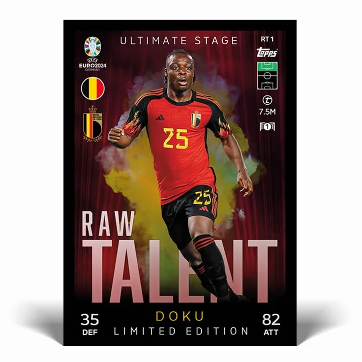Topps Match Attax Euro 2024 Booster Tin Raw Talent 28 kart 3 ekskluzywne karty