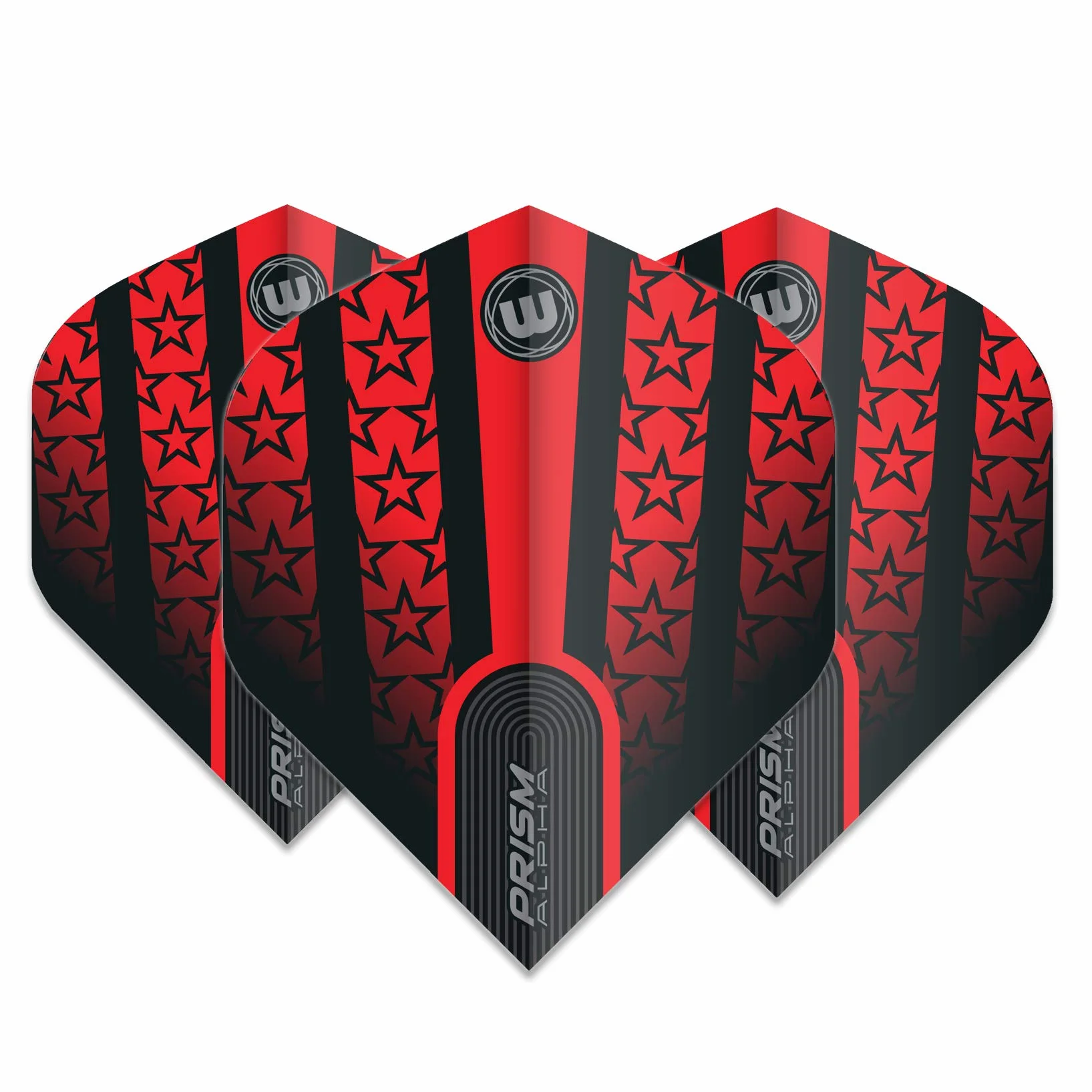 WINMAU Prism Alpha Red lotki do rzutek z czarnymi gwiazdkami grube 1 zestaw 3 loty
