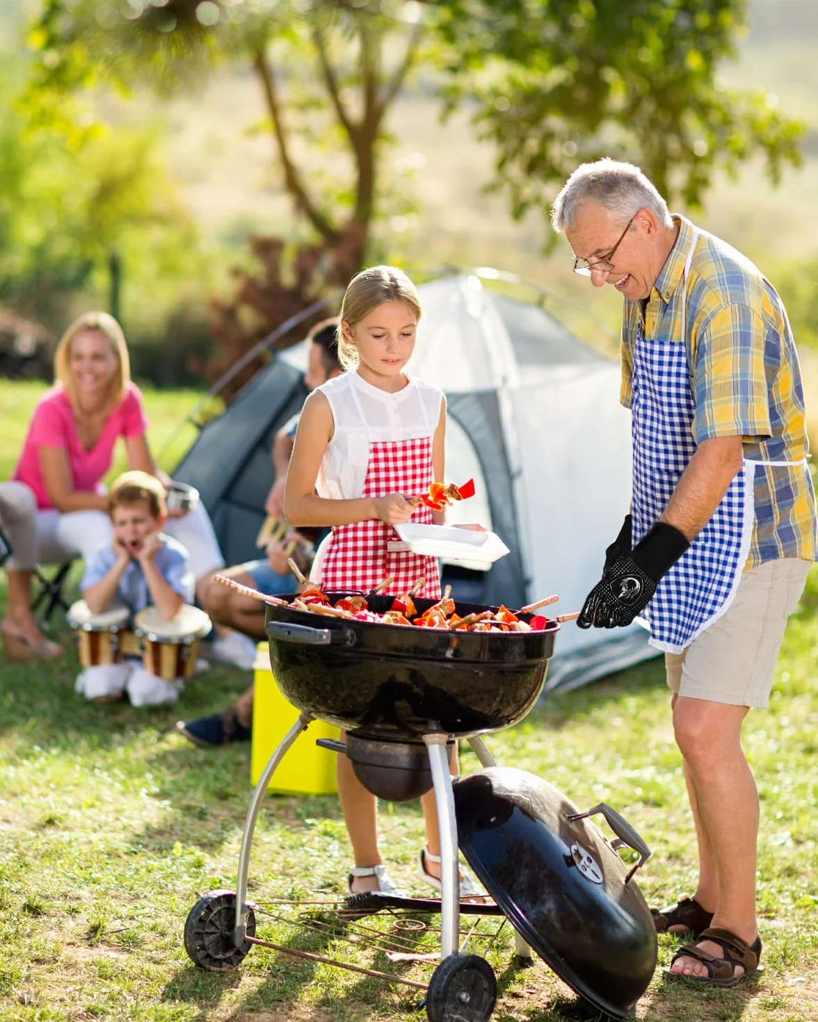 Rękawice do grillowania, odporne na wysokie temperatury do 800 stopni, rękawice kuchenne, odporne na wysokie temperatury, ogniotrwałe, do pieczenia, grilla, do użytku wewnątrz i na zewnątrz, do