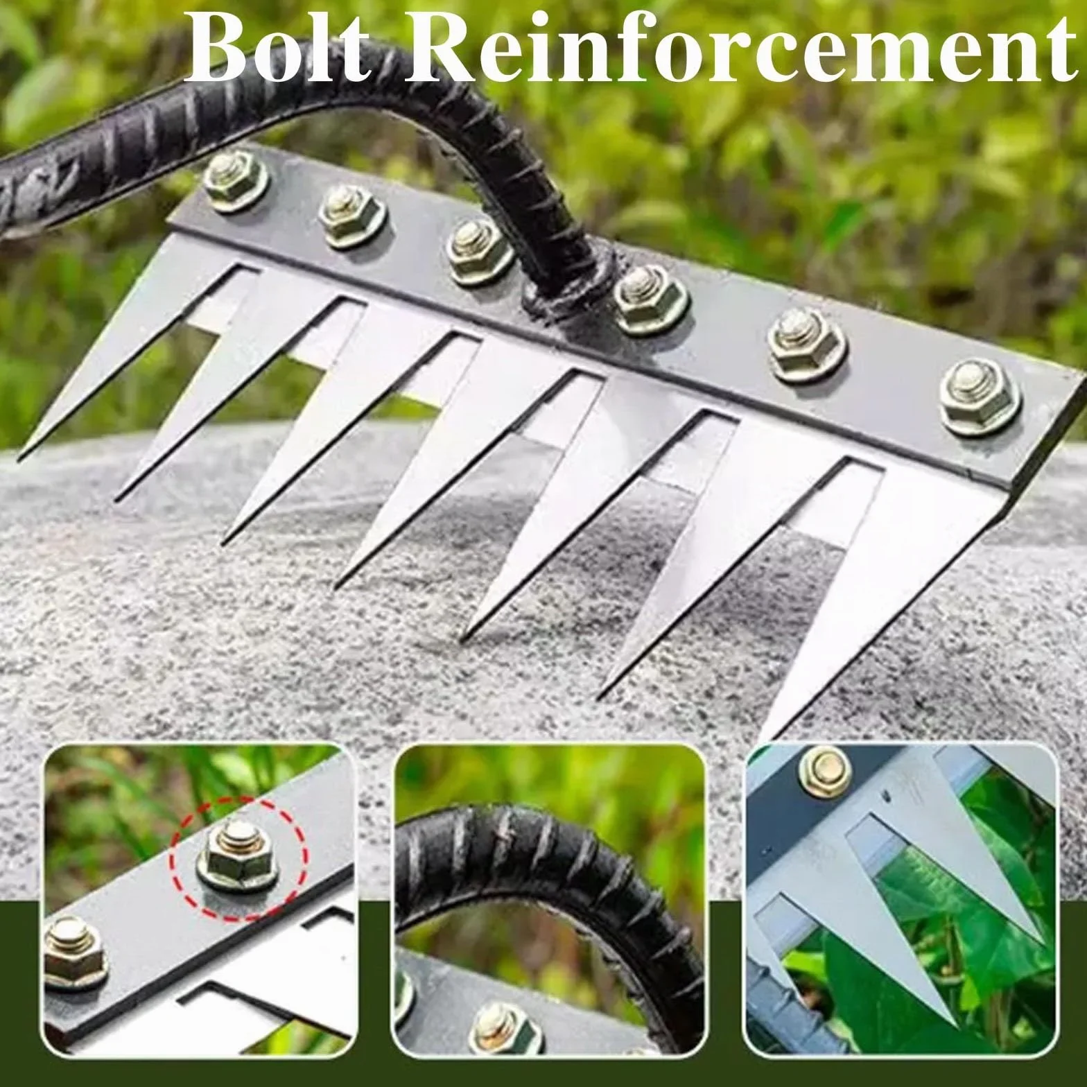 Garden Iron Rake Heavy Duty, Weeding Rake with 5, 6, 7 or 8 Teeth, Lawn Leveling Rake for Gardening and Weeding, Carbon Steel Scarifying Rake, Landscaping Rake for Efficient Garden Weeding(8 teeth)
