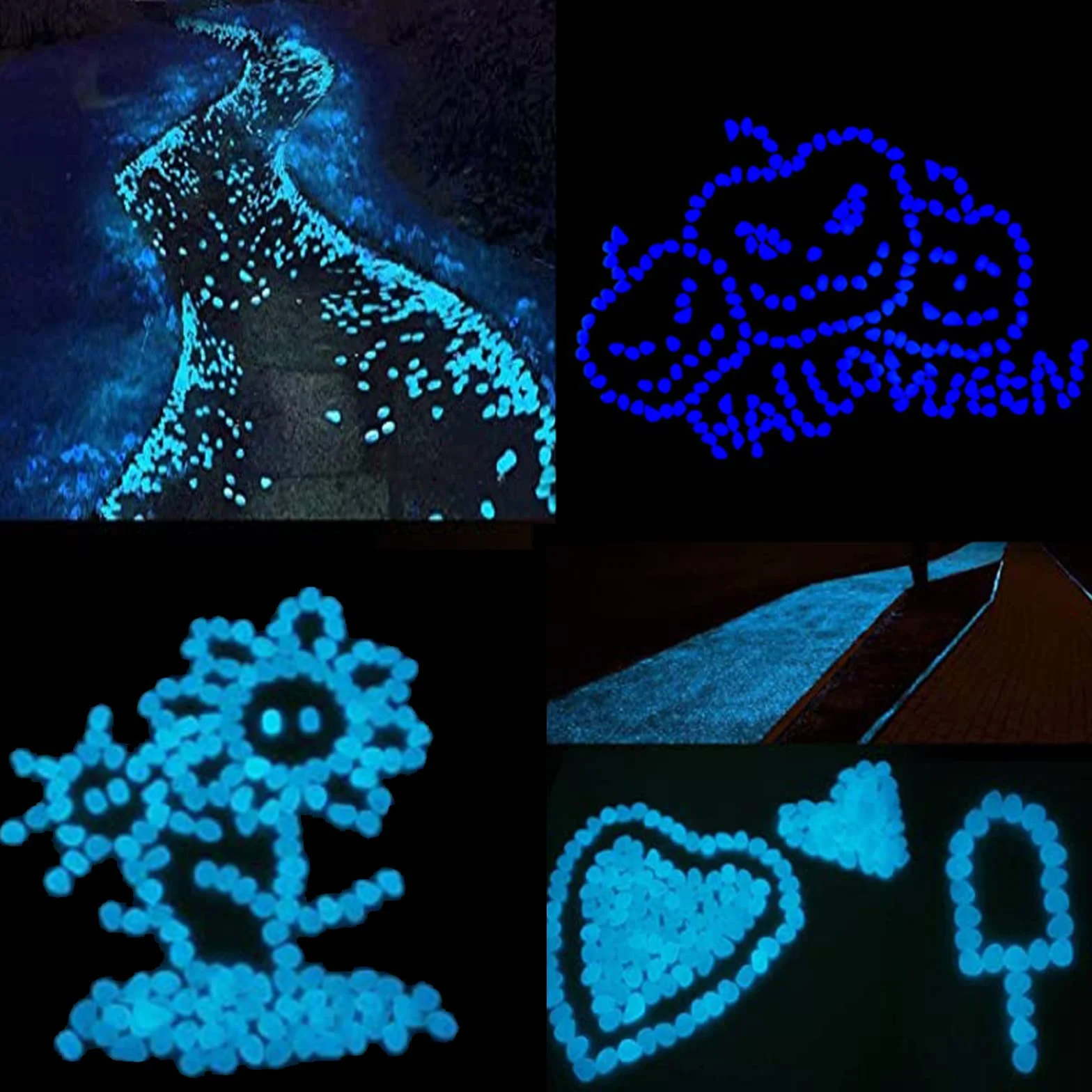 300 sztuk świecących kamyków, fluorescencyjnych kamieni, świecące kamienie ogrodowe, ciemne świecące kamyki, kamienie dekoracyjne do chodników na zewnątrz, roślin akwariowych, ogrodu, dekoracji